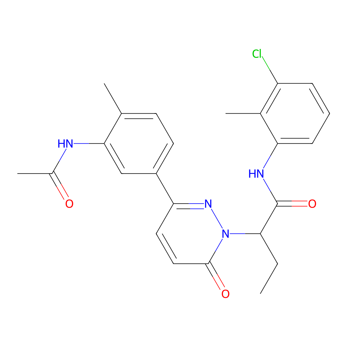 2-{3-[3-(acetylamino)-4-methylphenyl]-6-oxopyridazin-1(6H)-yl}-N-(3-chloro-2-methylphenyl)butanamide molecular structure, CAS 1030543-53-3