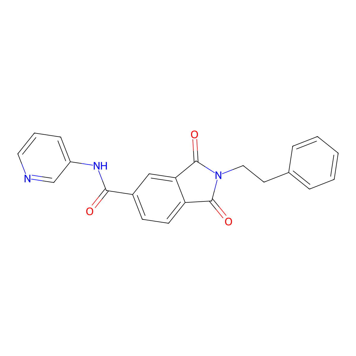 1,3-dioxo-2-(2-phenylethyl)-N-(pyridin-3-yl)-2,3-dihydro-1H-isoindole-5-carboxamide molecular structure, CAS 1030544-21-8