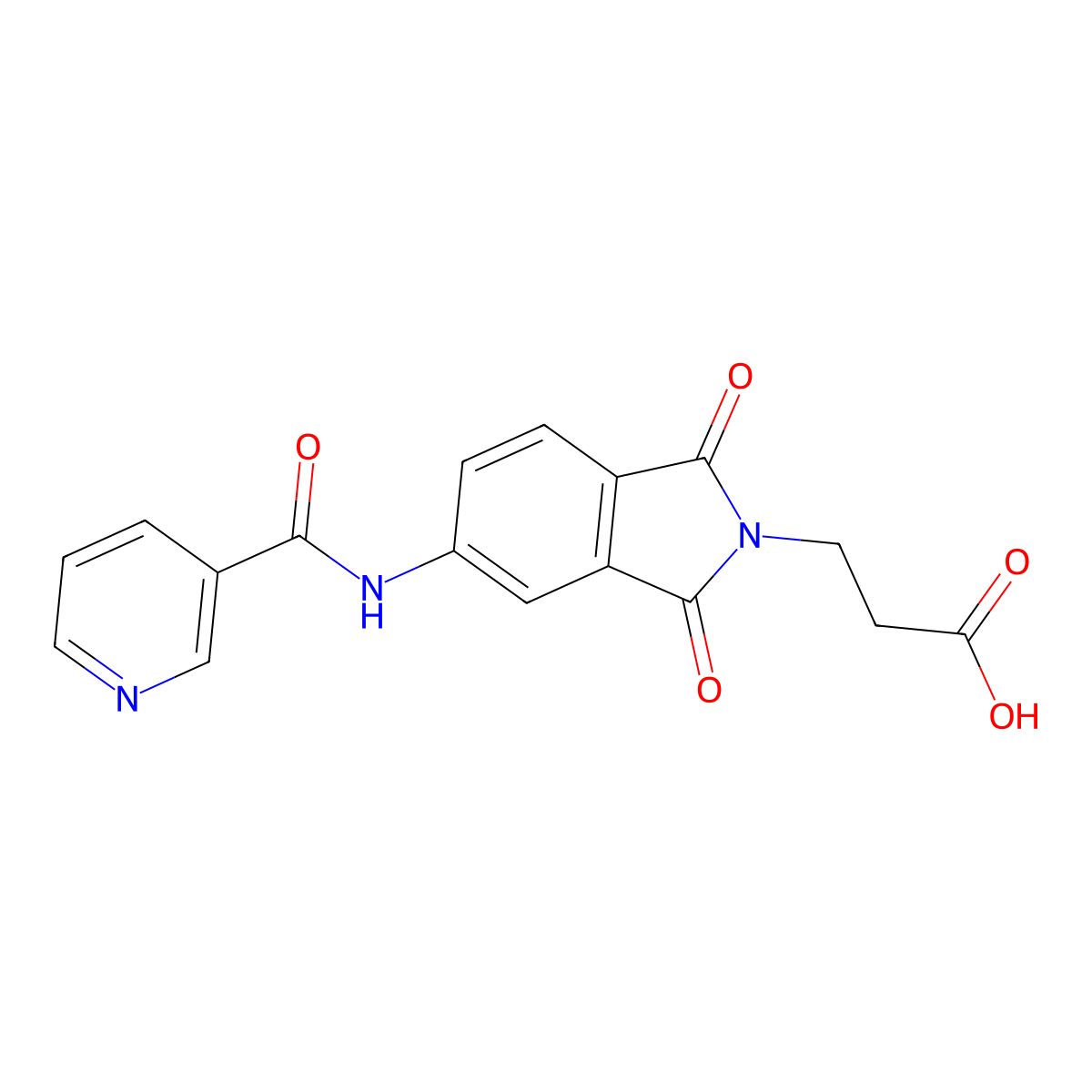3-{1,3-dioxo-5-[(pyridin-3-ylcarbonyl)amino]-1,3-dihydro-2H-isoindol-2-yl}propanoic acid molecular structure, CAS 1030548-24-3