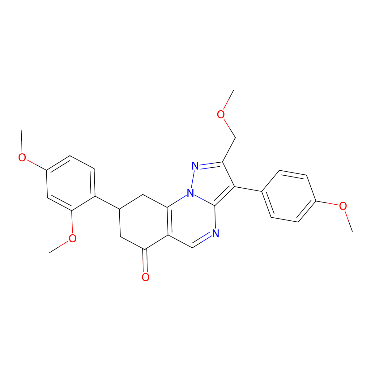 8-(2,4-dimethoxyphenyl)-2-(methoxymethyl)-3-(4-methoxyphenyl)-8,9-dihydropyrazolo[1,5-a]quinazolin-6(7H)-one molecular structure, CAS 1030553-77-5