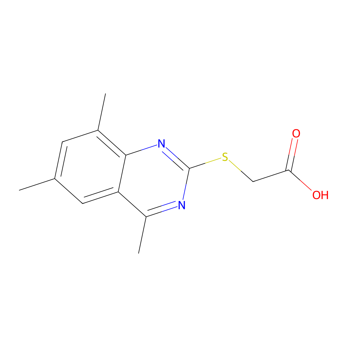 2-(4,6,8-Trimethylquinazolin-2-ylthio)acetic acid molecular structure, CAS 1030553-97-9