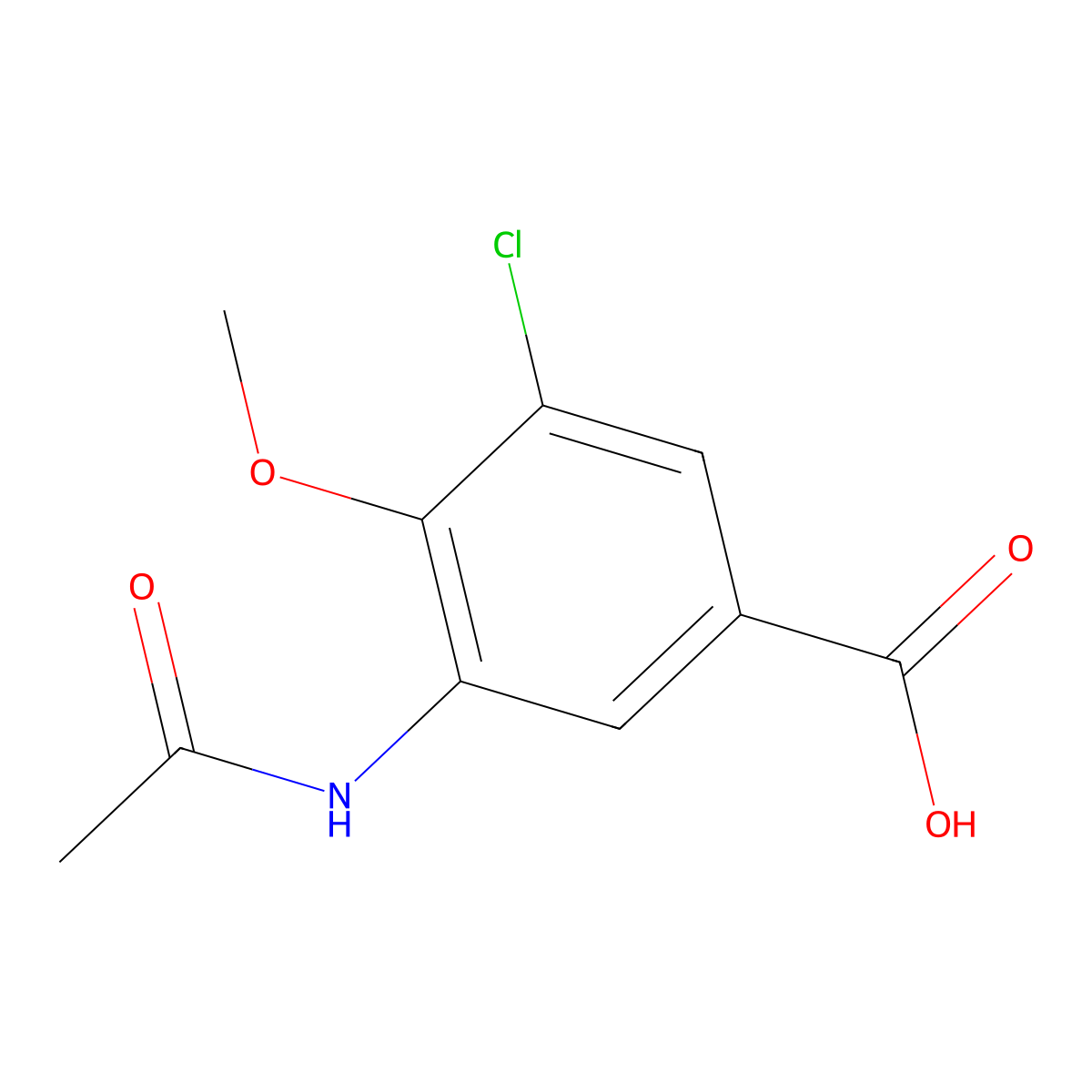 3-(Acetylamino)-5-chloro-4-methoxybenzoic acid molecular structure, CAS 1030554-07-4