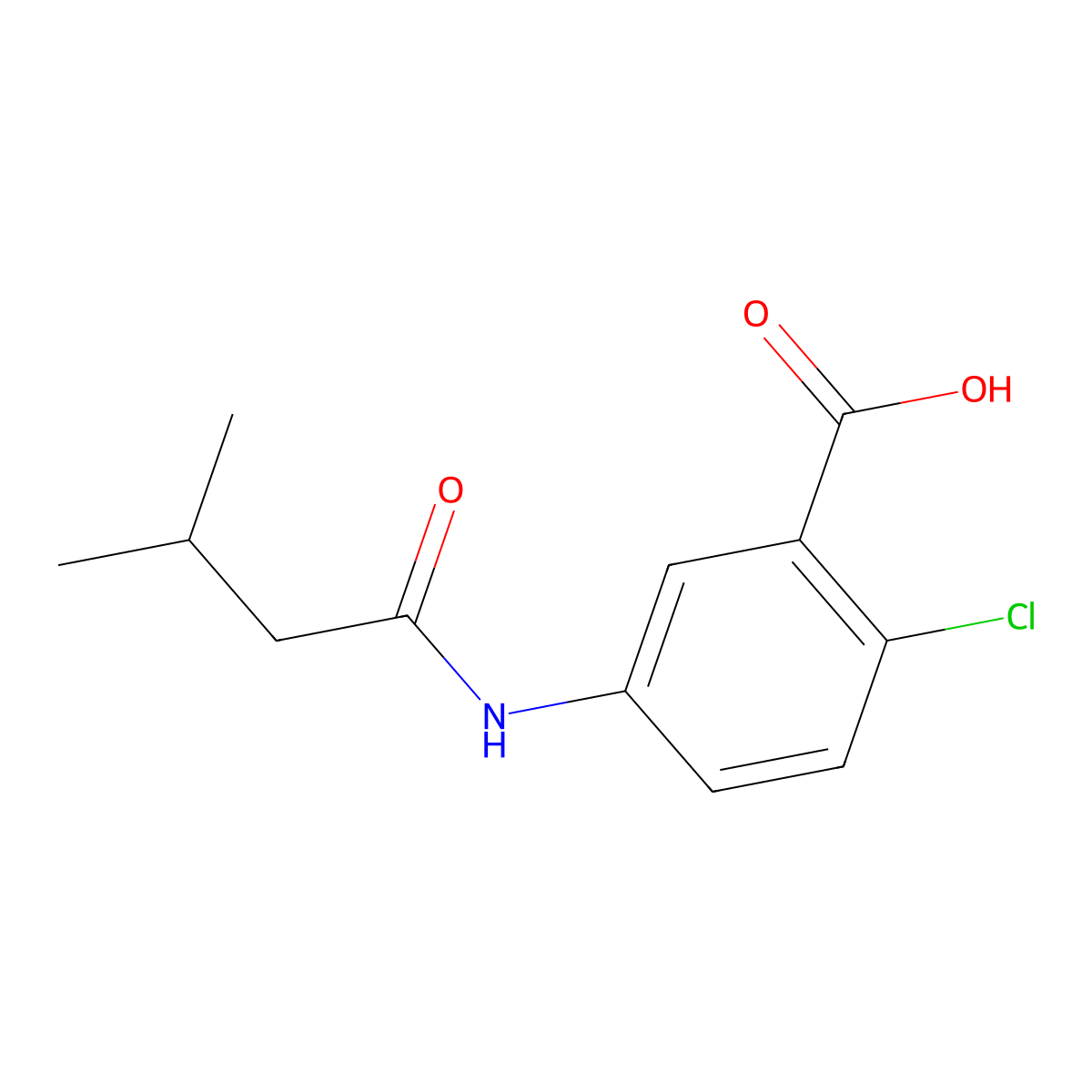 2-Chloro-5-(3-methylbutanamido)benzoic acid molecular structure, CAS 1030555-28-2