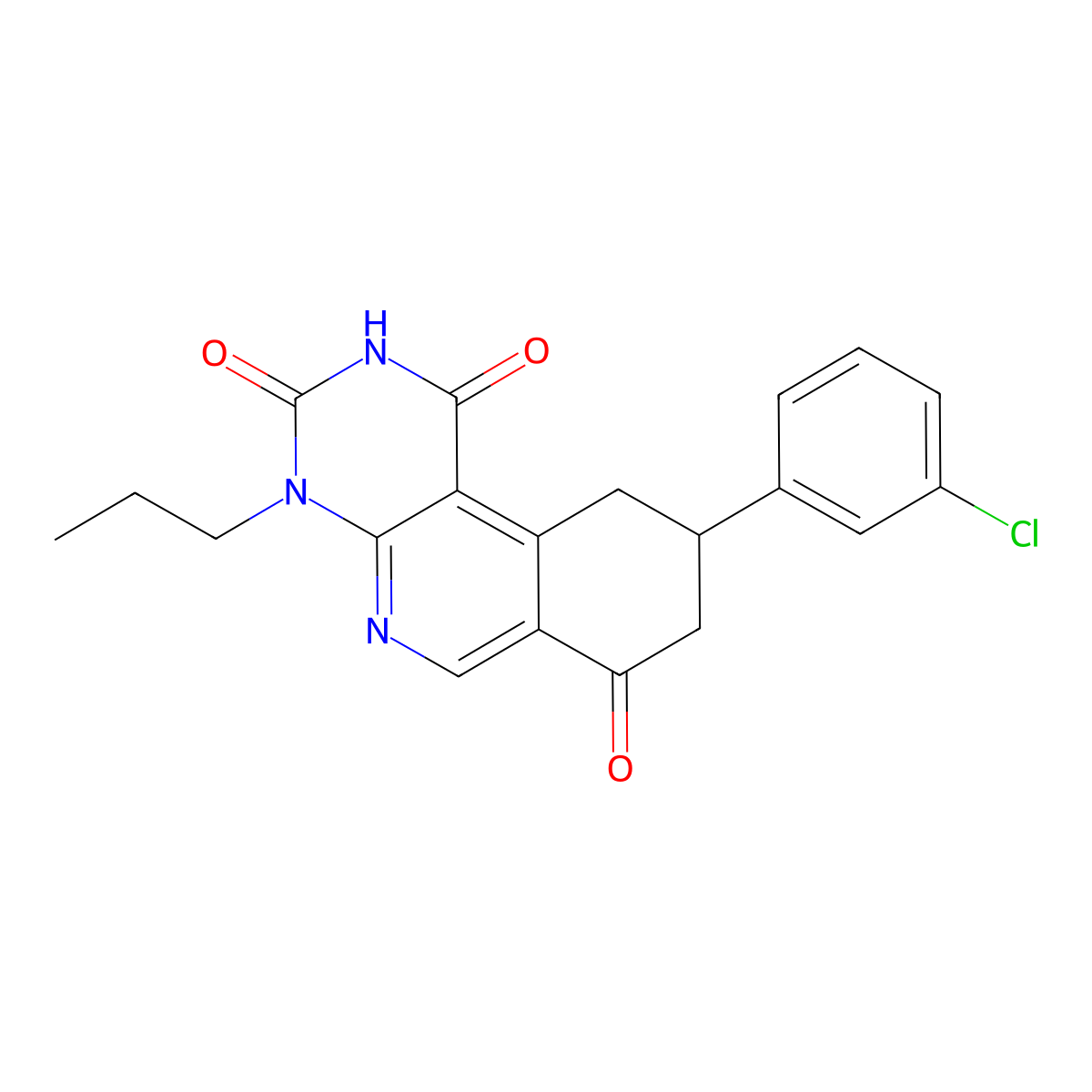 9-(3-chlorophenyl)-4-propyl-9,10-dihydropyrimido[4,5-c]isoquinoline-1,3,7(2H,4H,8H)-trione molecular structure, CAS 1030570-23-0