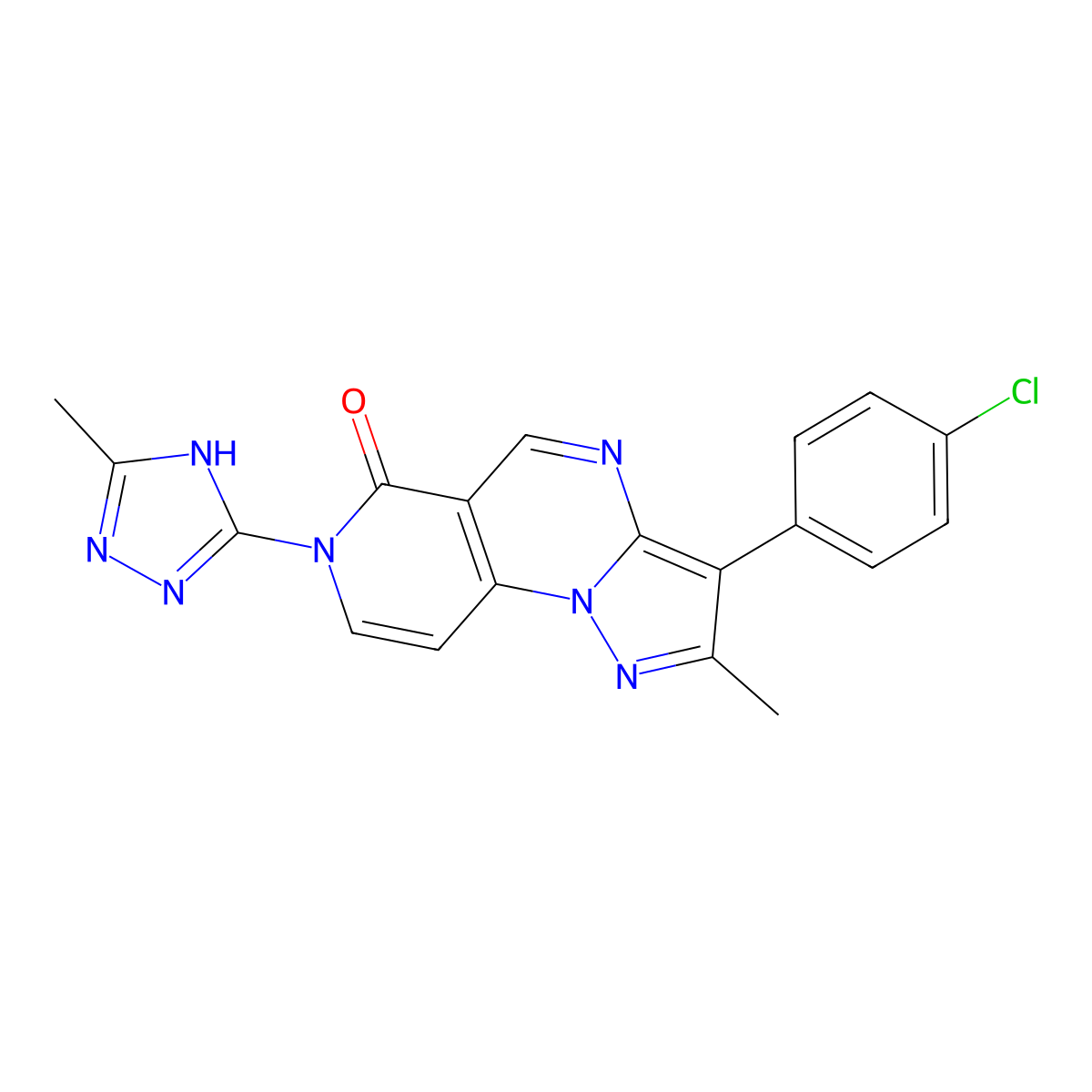 3-(4-chlorophenyl)-2-methyl-7-(5-methyl-4H-1,2,4-triazol-3-yl)pyrazolo[1,5-a]pyrido[3,4-e]pyrimidin-6(7H)-one molecular structure, CAS 1030570-45-6