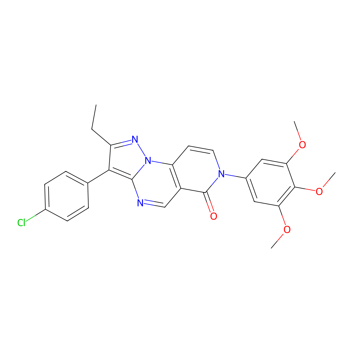 3-(4-chlorophenyl)-2-ethyl-7-(3,4,5-trimethoxyphenyl)pyrazolo[1,5-a]pyrido[3,4-e]pyrimidin-6(7H)-one molecular structure, CAS 1030570-49-0