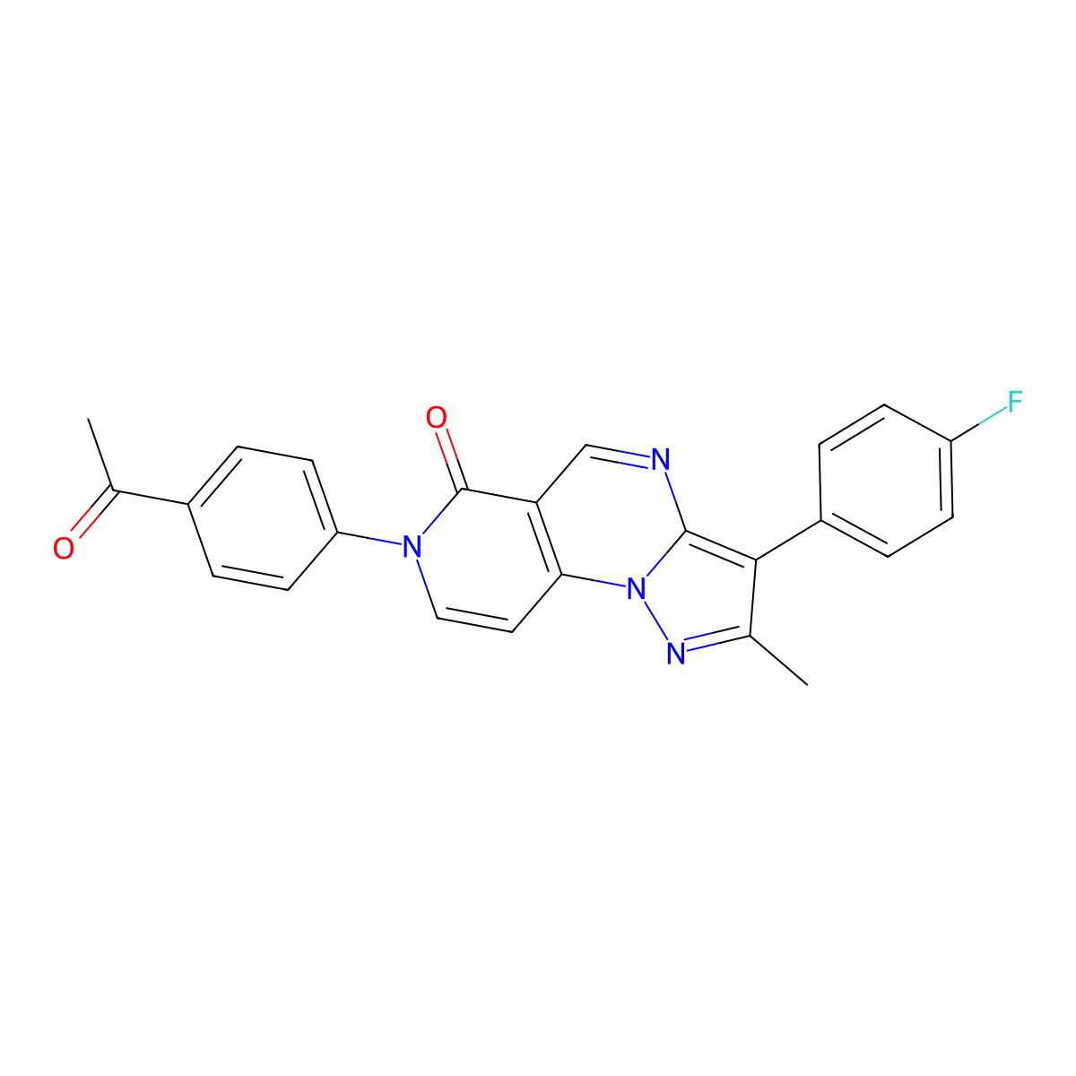 7-(4-acetylphenyl)-3-(4-fluorophenyl)-2-methylpyrazolo[1,5-a]pyrido[3,4-e]pyrimidin-6(7H)-one molecular structure, CAS 1030570-61-6