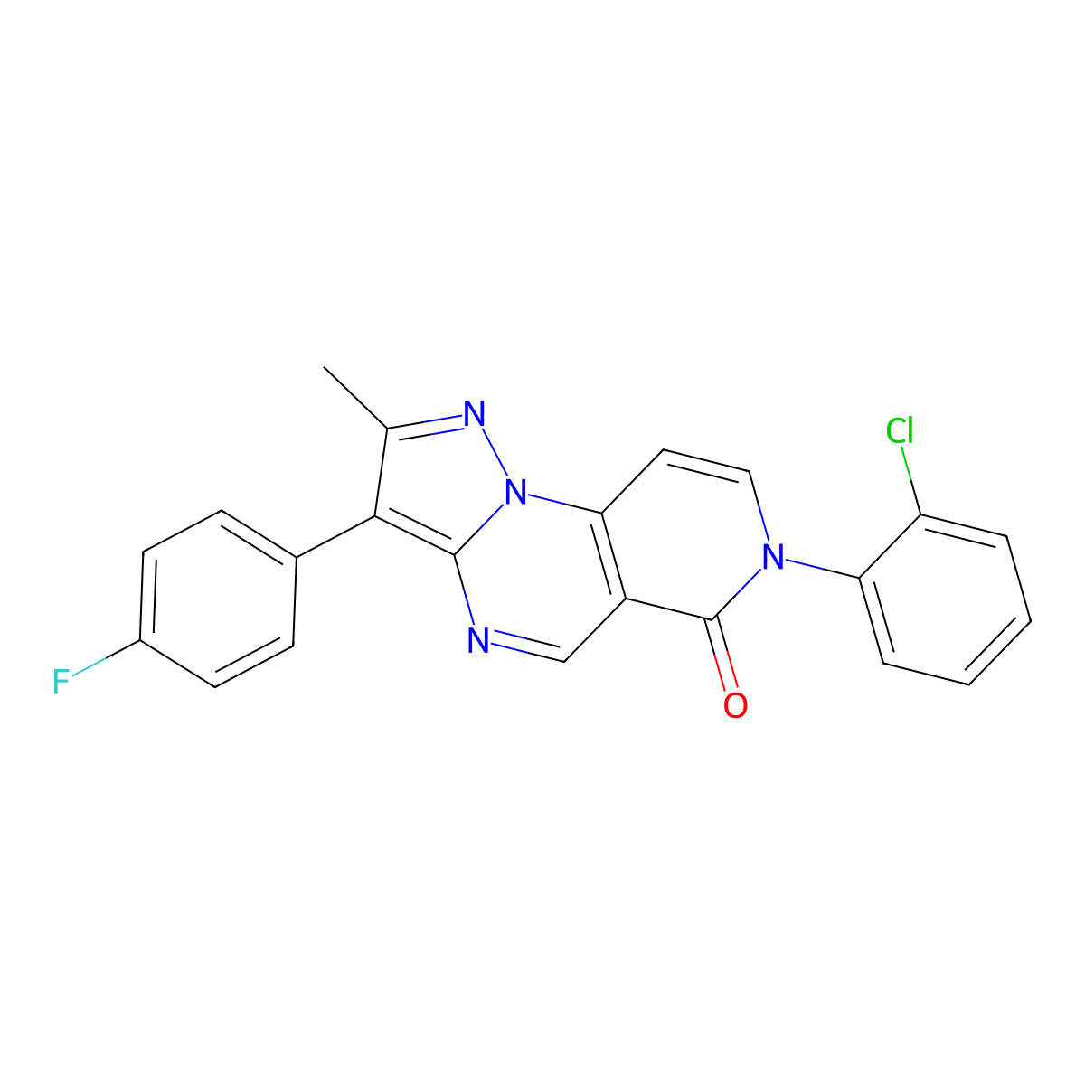 7-(2-chlorophenyl)-3-(4-fluorophenyl)-2-methylpyrazolo[1,5-a]pyrido[3,4-e]pyrimidin-6(7H)-one molecular structure, CAS 1030570-65-0