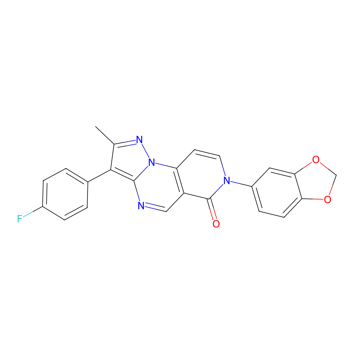 7-(1,3-benzodioxol-5-yl)-3-(4-fluorophenyl)-2-methylpyrazolo[1,5-a]pyrido[3,4-e]pyrimidin-6(7H)-one molecular structure, CAS 1030570-69-4