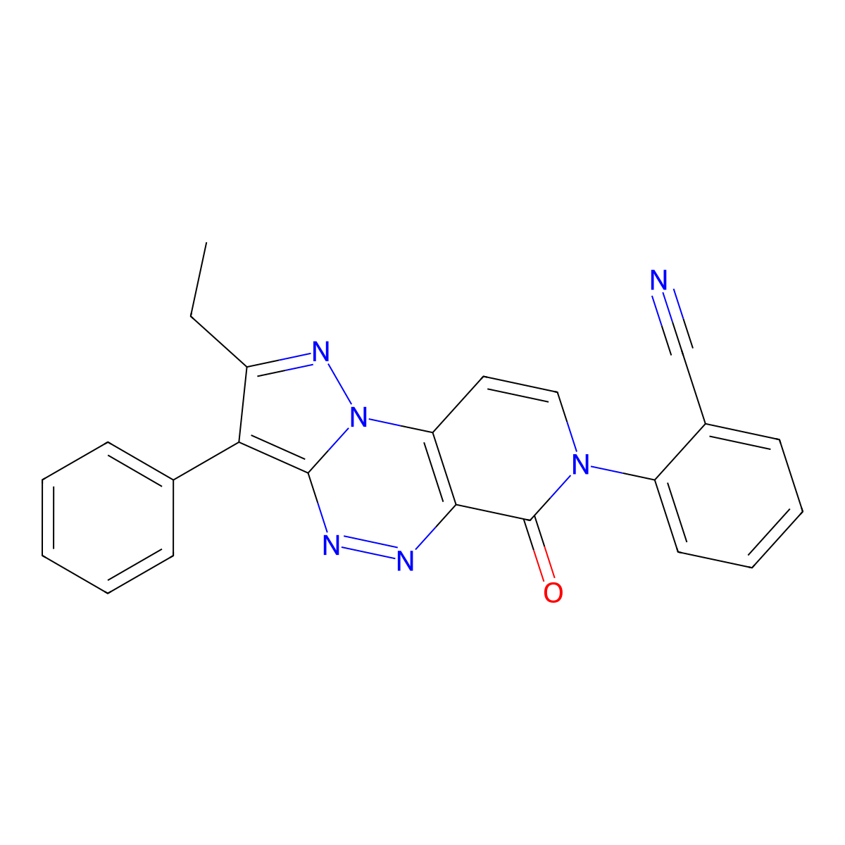 2-(2-ethyl-6-oxo-3-phenylpyrazolo[5,1-c]pyrido[4,3-e][1,2,4]triazin-7(6H)-yl)benzonitrile molecular structure, CAS 1030571-25-5