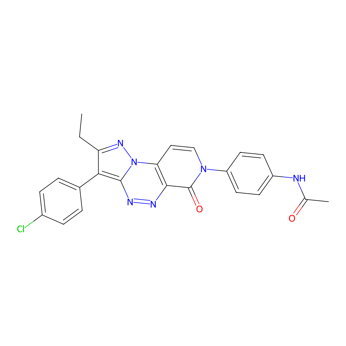 N-{4-[3-(4-chlorophenyl)-2-ethyl-6-oxopyrazolo[5,1-c]pyrido[4,3-e][1,2,4]triazin-7(6H)-yl]phenyl}acetamide molecular structure, CAS 1030571-57-3