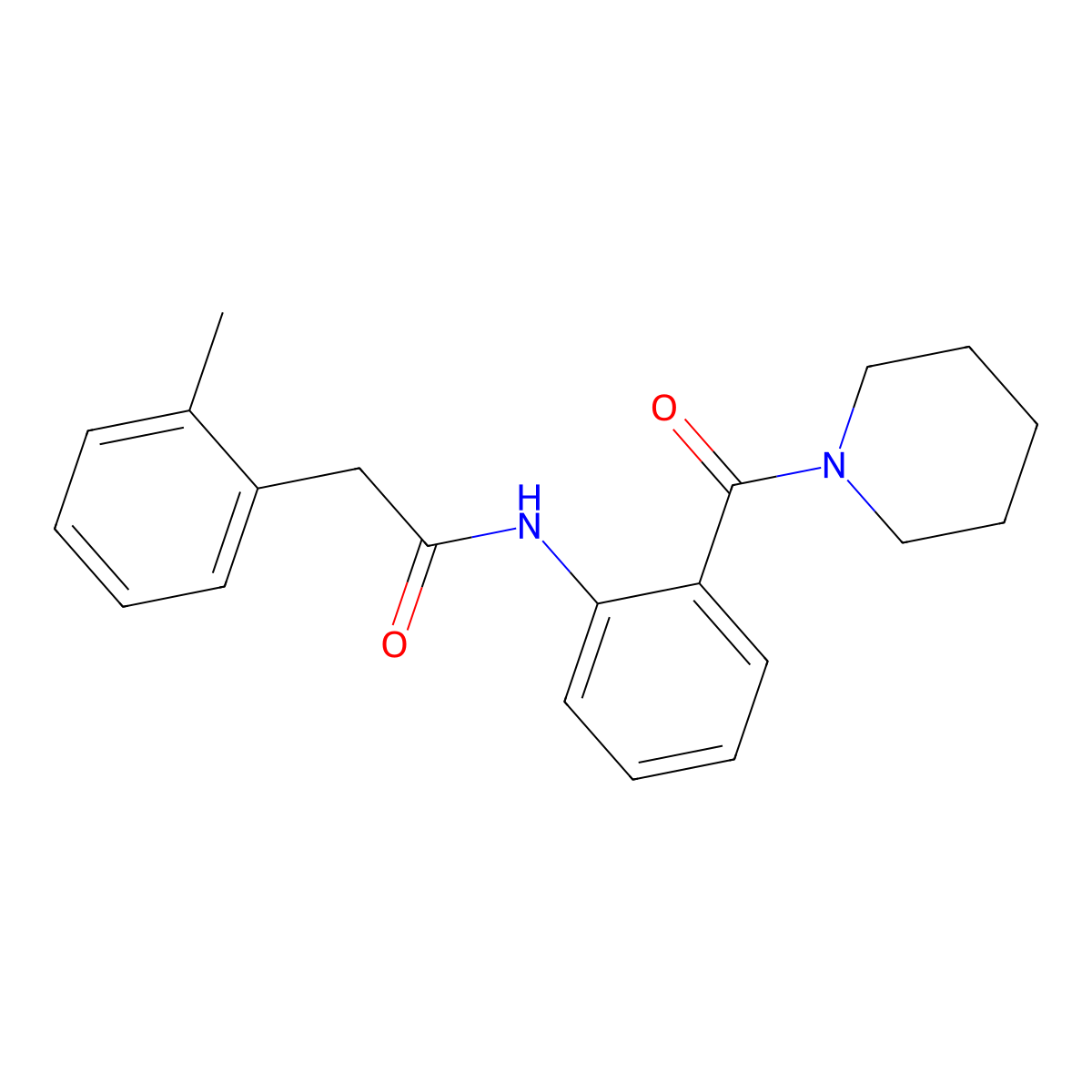 2-(2-methylphenyl)-N-[2-(piperidin-1-ylcarbonyl)phenyl]acetamide molecular structure, CAS 1030578-40-5