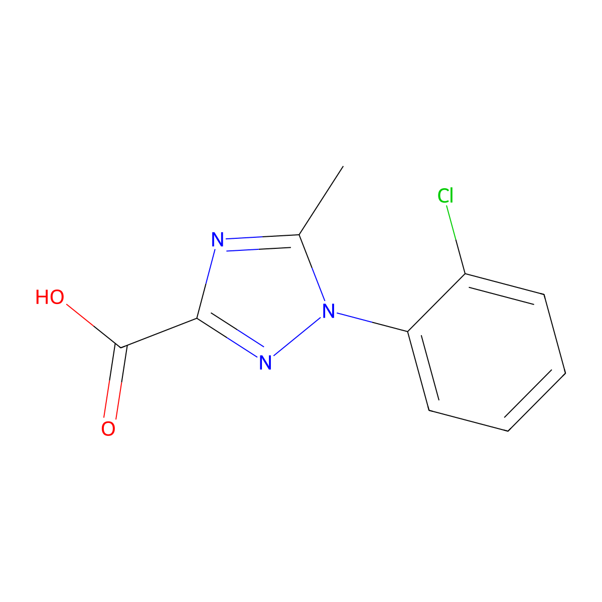 1-(2-chlorophenyl)-5-methyl-1H-1,2,4-triazole-3-carboxylic acid molecular structure, CAS 103058-59-9
