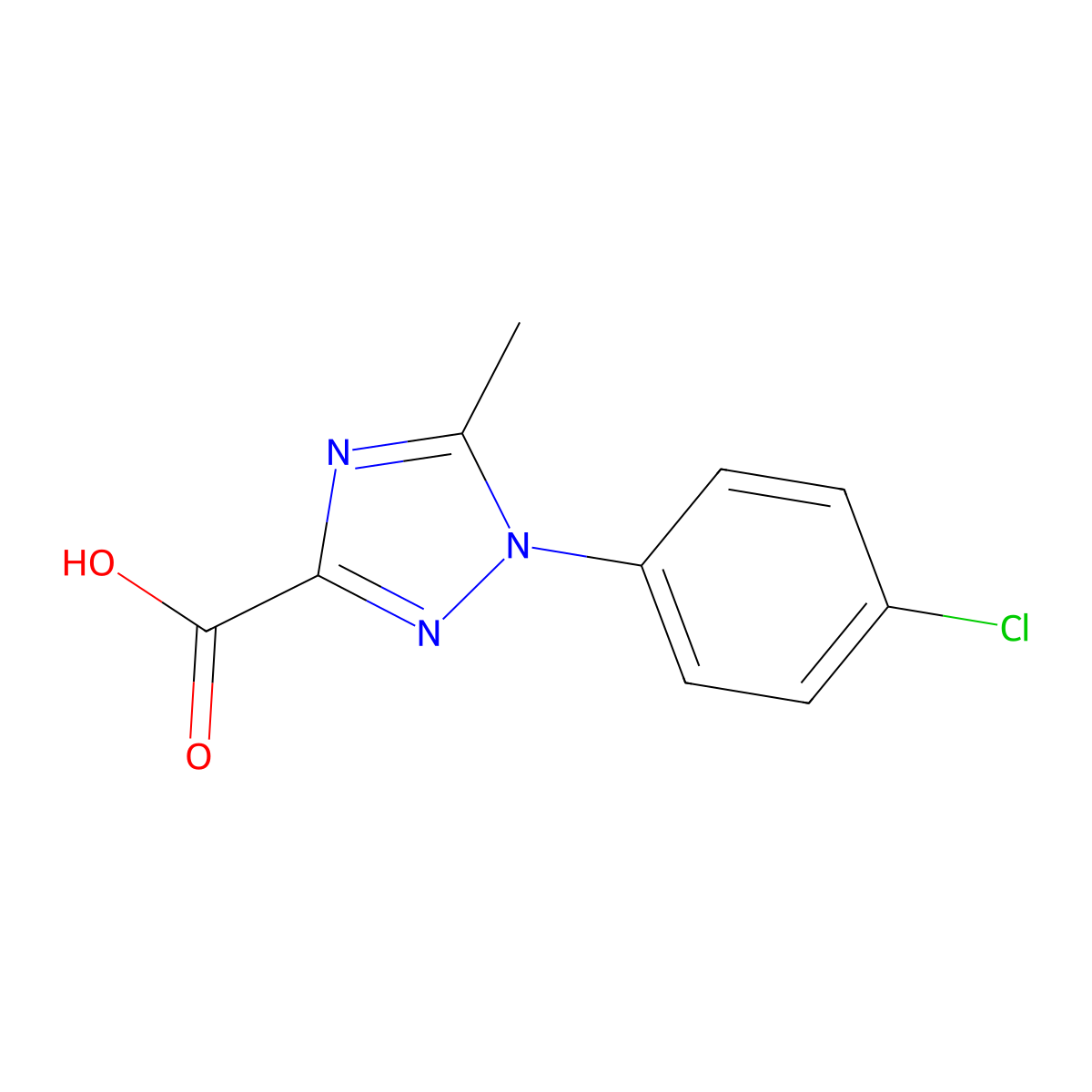 1-(4-chlorophenyl)-5-methyl-1H-1,2,4-triazole-3-carboxylic acid molecular structure, CAS 103058-60-2