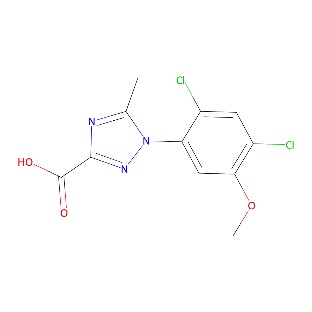 1-(2,4-dichloro-5-methoxyphenyl)-5-methyl-1H-1,2,4-triazole-3-carboxylic acid molecular structure, CAS 103058-64-6