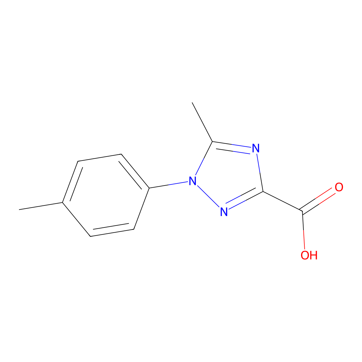5-methyl-1-(4-methylphenyl)-1H-1,2,4-triazole-3-carboxylic acid molecular structure, CAS 103058-74-8