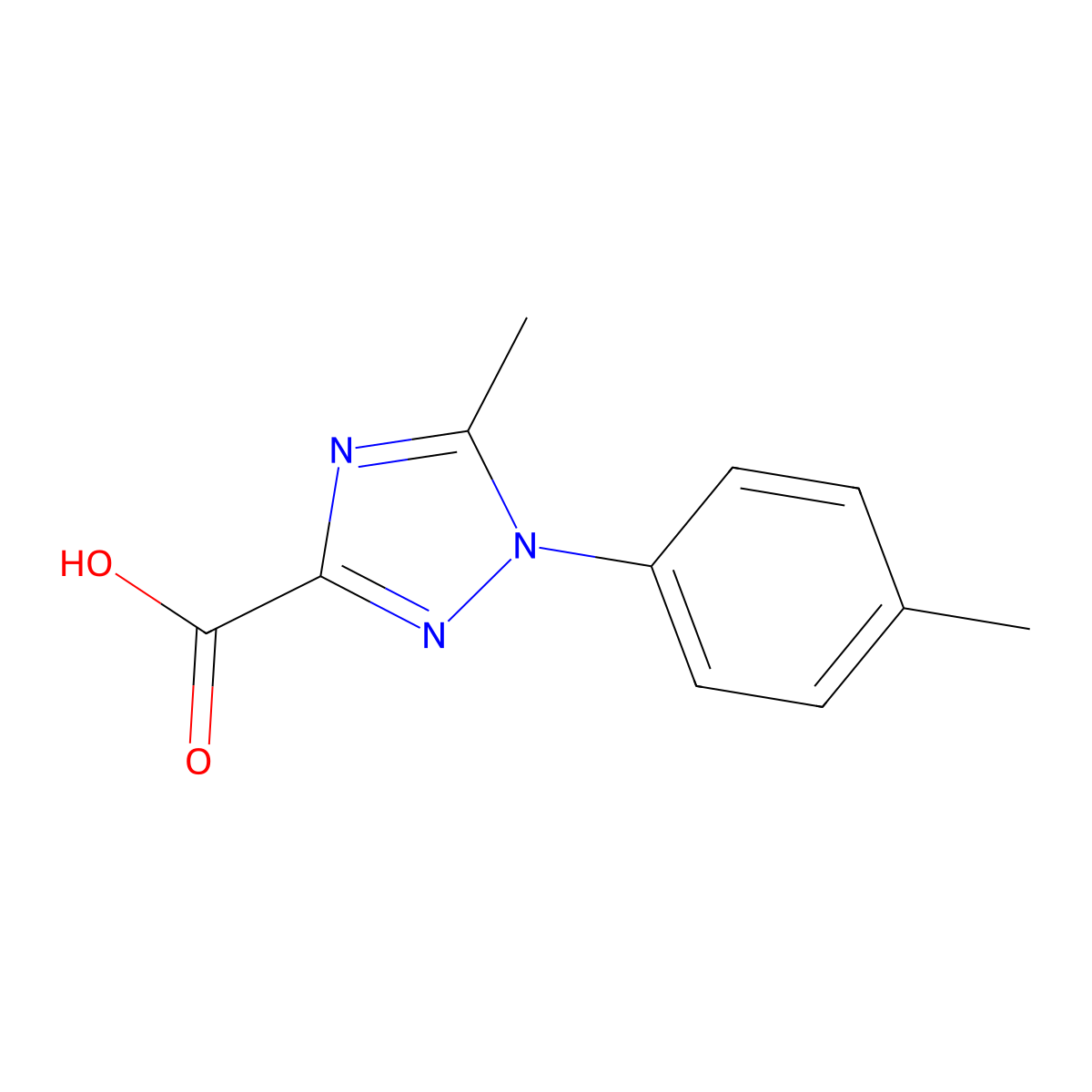 5-methyl-1-(4-methylphenyl)-1H-1,2,4-triazole-3-carboxylic acid molecular structure, CAS 103058-74-8