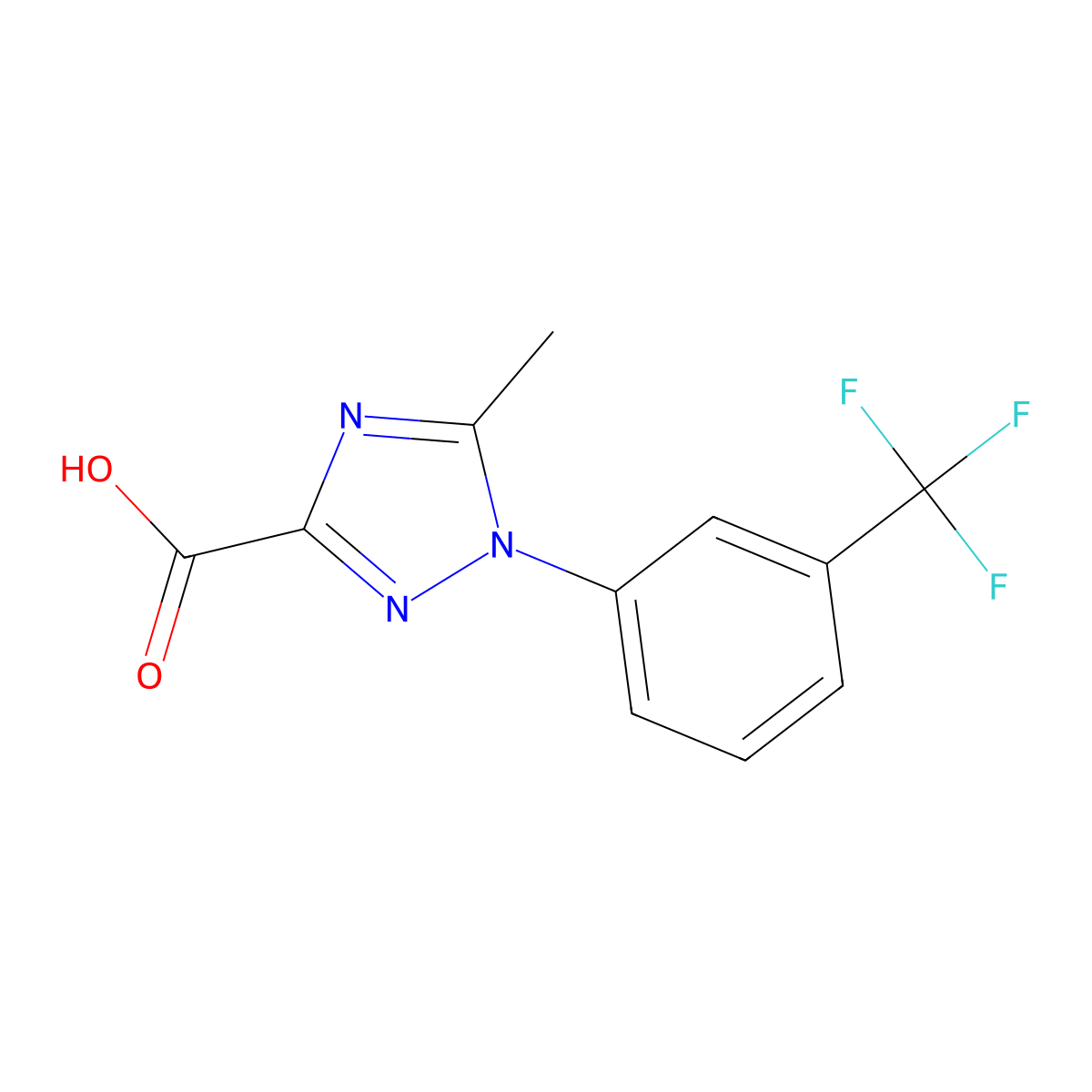 5-methyl-1-[3-(trifluoromethyl)phenyl]-1H-1,2,4-triazole-3-carboxylic acid molecular structure, CAS 103058-77-1