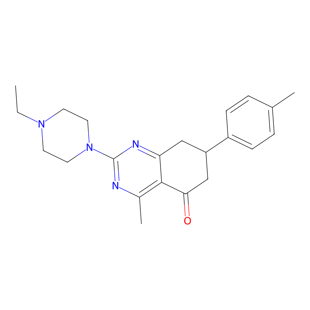 2-(4-ethylpiperazin-1-yl)-4-methyl-7-(4-methylphenyl)-7,8-dihydroquinazolin-5(6H)-one molecular structure, CAS 1030582-85-4