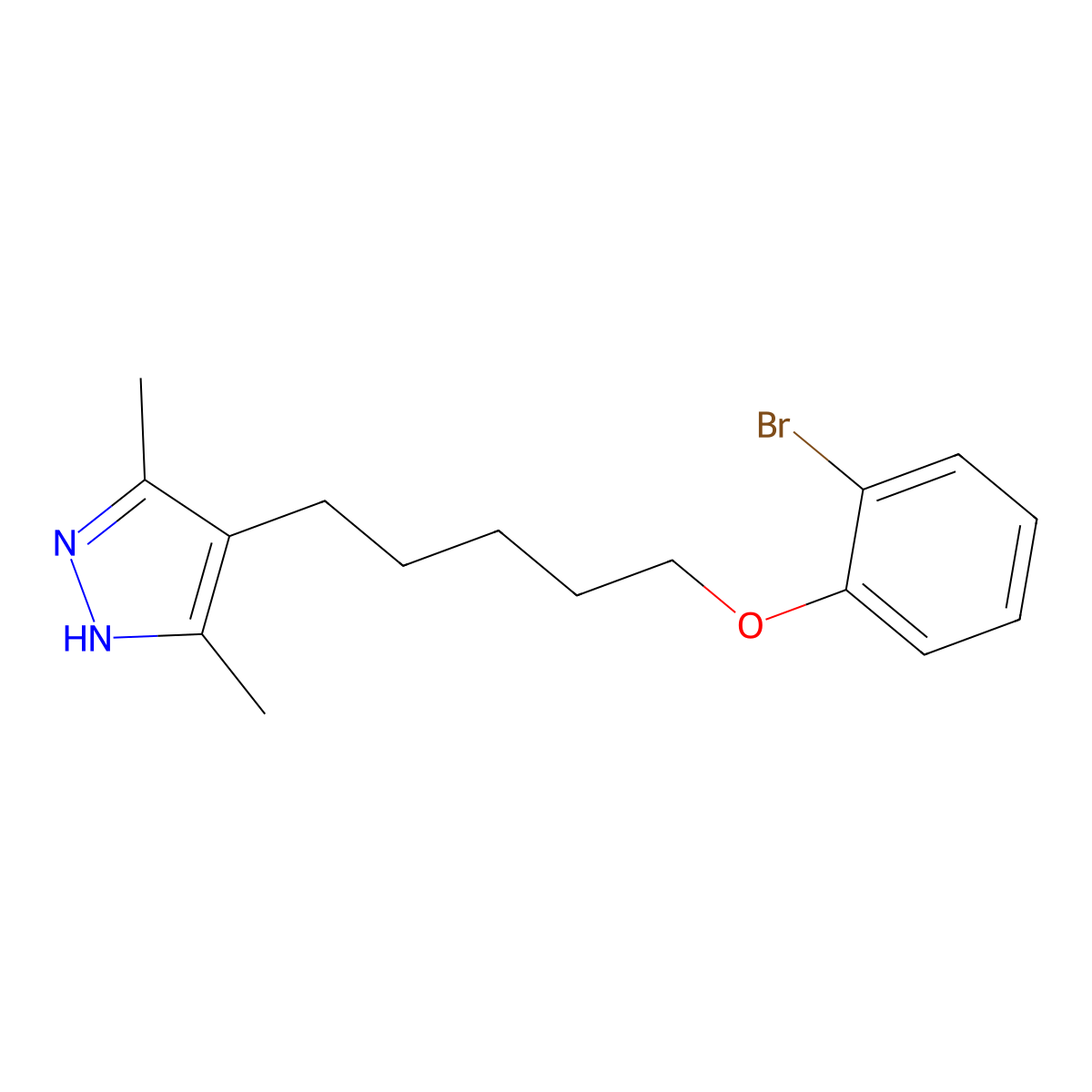2-bromophenyl 5-(3,5-dimethyl-1H-pyrazol-4-yl)pentyl ether molecular structure, CAS 1030595-82-4
