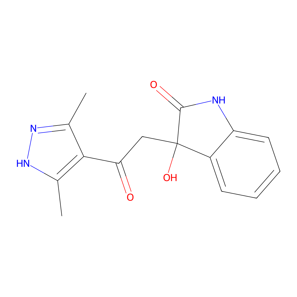 3-[2-(3,5-dimethyl-1H-pyrazol-4-yl)-2-oxoethyl]-3-hydroxy-1H-indol-2-one molecular structure, CAS 1030603-82-7