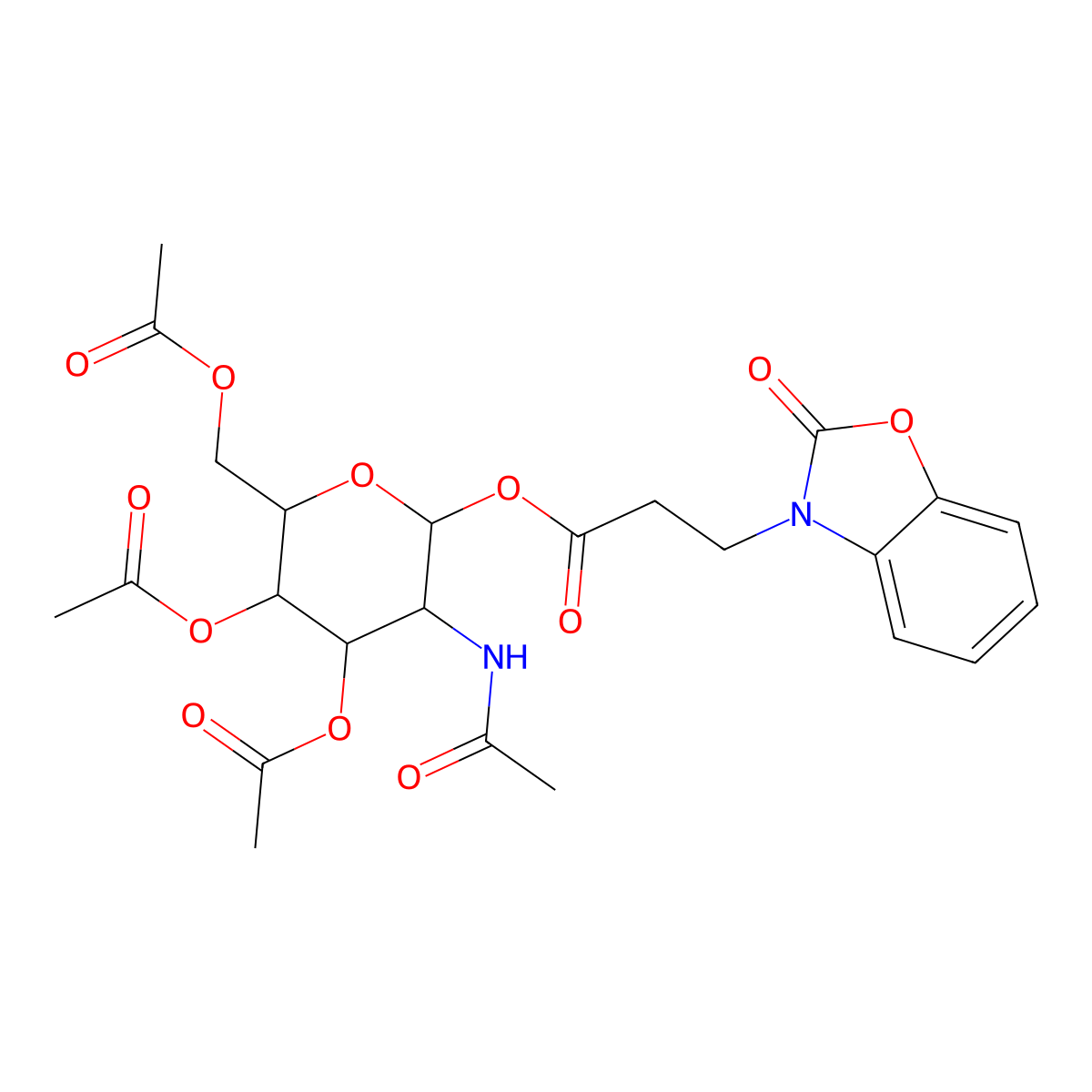 [3-Acetamido-4,5-diacetyloxy-6-(acetyloxymethyl)oxan-2-yl] 3-(2-oxo-1,3-benzoxazol-3-yl)propanoate molecular structure, CAS 1030605-33-4