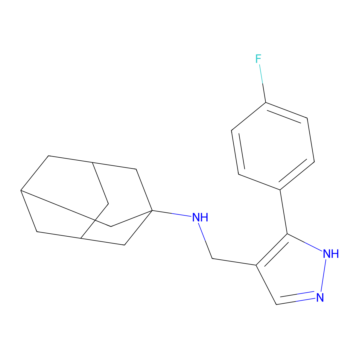 3-(4-Fluorophenyl)-N-tricyclo[3.3.1.13,7]dec-1-yl-1H-pyrazole-4-methanamine molecular structure, CAS 1030605-71-0