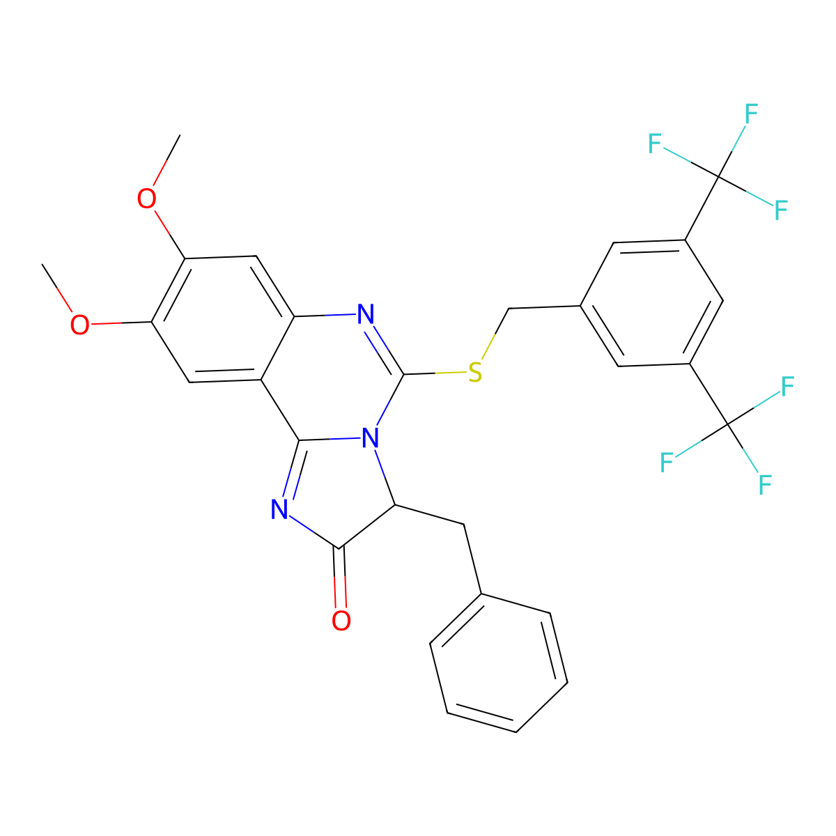 3-benzyl-5-{[3,5-bis(trifluoromethyl)benzyl]sulfanyl}-8,9-dimethoxyimidazo[1,2-c]quinazolin-2(3H)-one molecular structure, CAS 1030607-23-8
