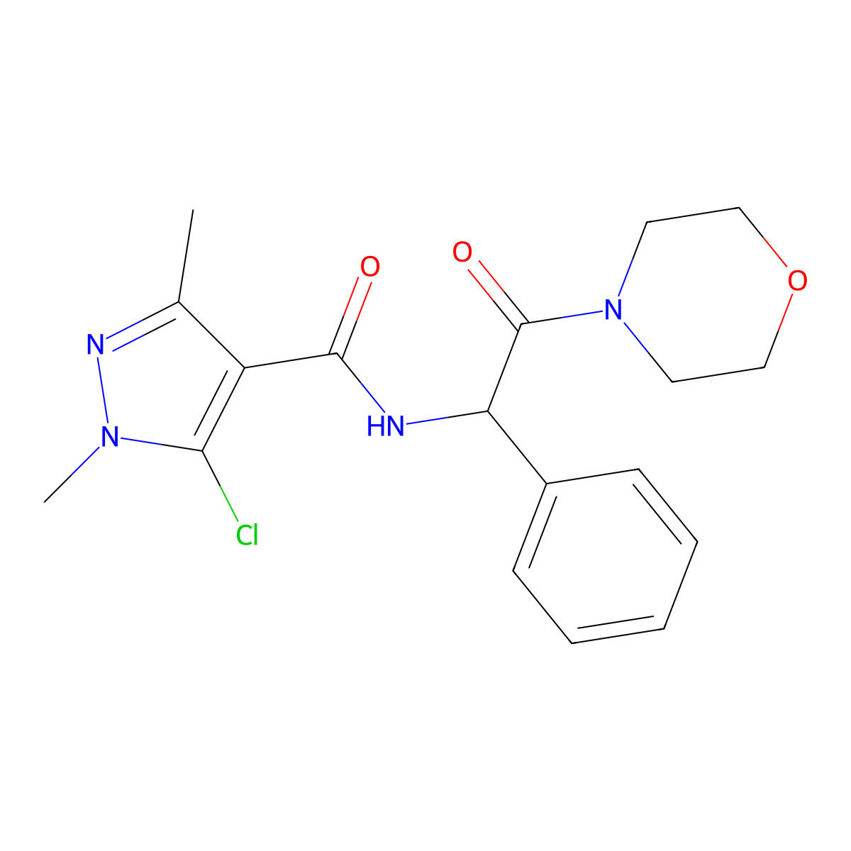 5-chloro-1,3-dimethyl-N-(2-morpholino-2-oxo-1-phenylethyl)-1H-pyrazole-4-carboxamide molecular structure, CAS 1030609-39-2