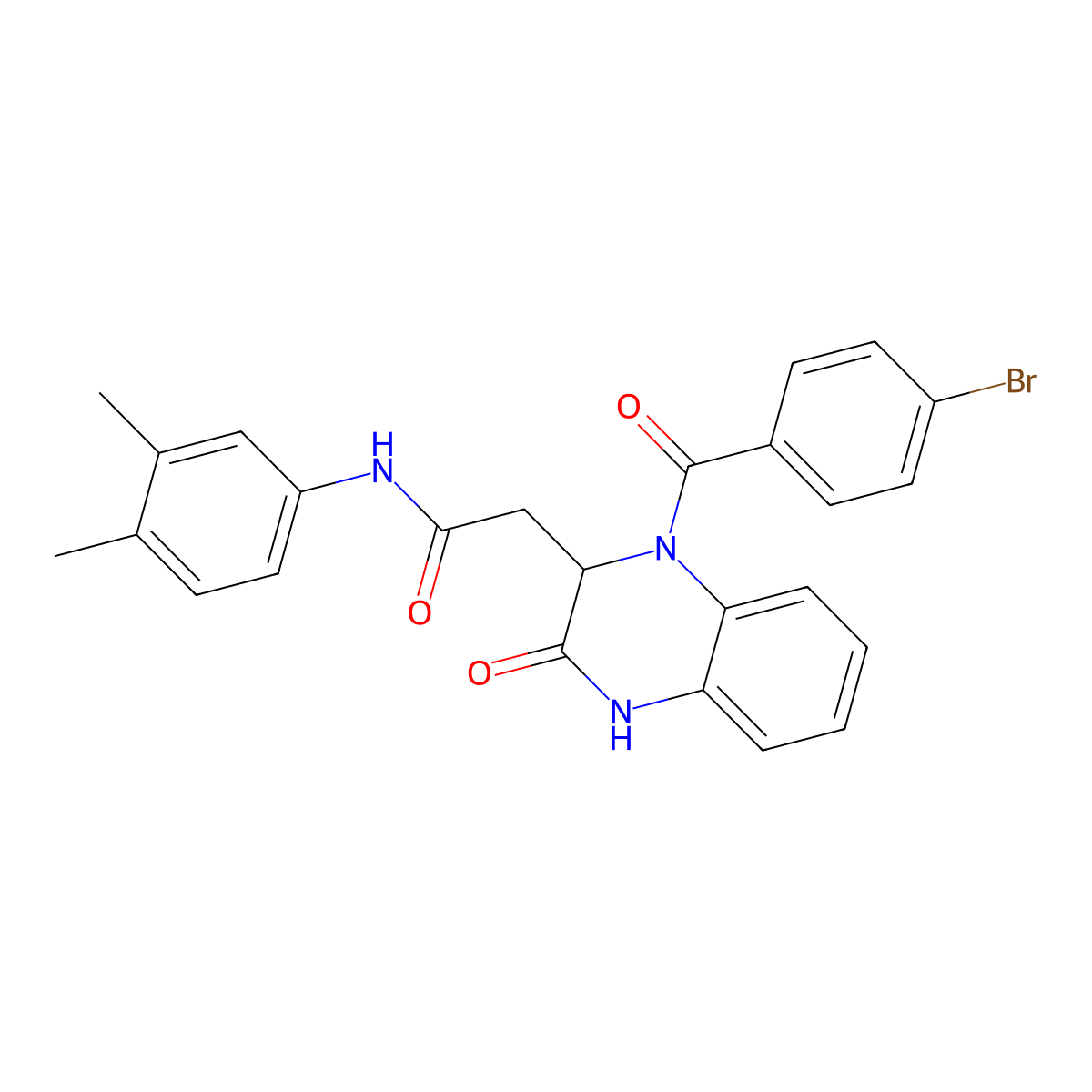 2-{1-[(4-bromophenyl)carbonyl]-3-oxo-1,2,3,4-tetrahydroquinoxalin-2-yl}-N-(3,4-dimethylphenyl)acetamide molecular structure, CAS 1030610-73-1