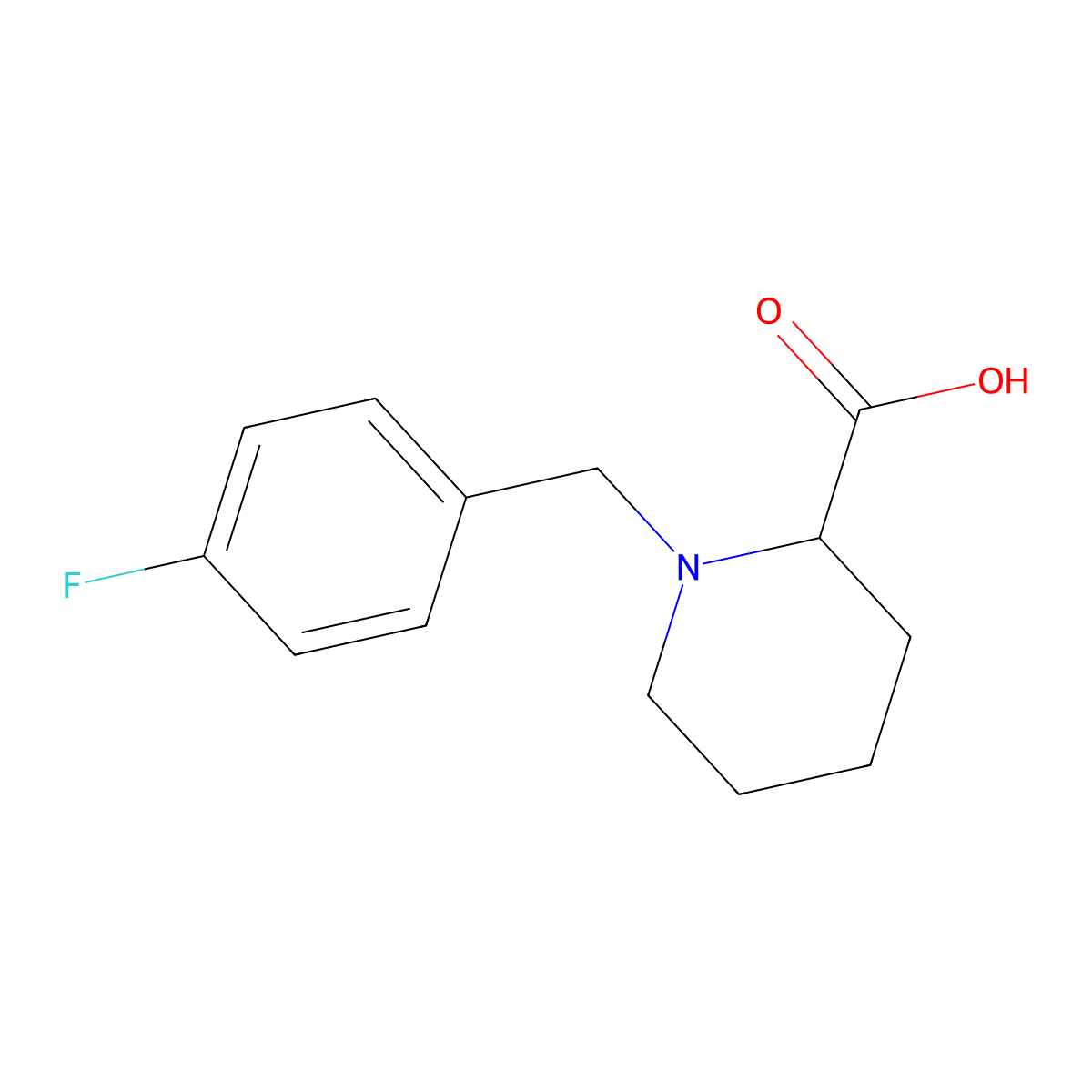 1-((4-Fluorophenyl)methyl)piperidine-2-carboxylic acid molecular structure, CAS 1030610-75-3