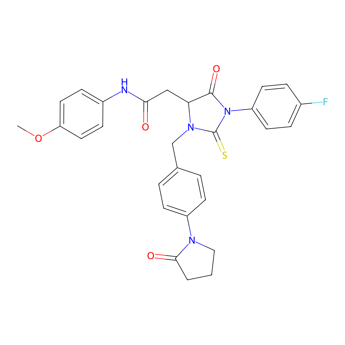 2-{1-(4-fluorophenyl)-5-oxo-3-[4-(2-oxopyrrolidin-1-yl)benzyl]-2-thioxoimidazolidin-4-yl}-N-(4-methoxyphenyl)acetamide molecular structure, CAS 1030610-76-4