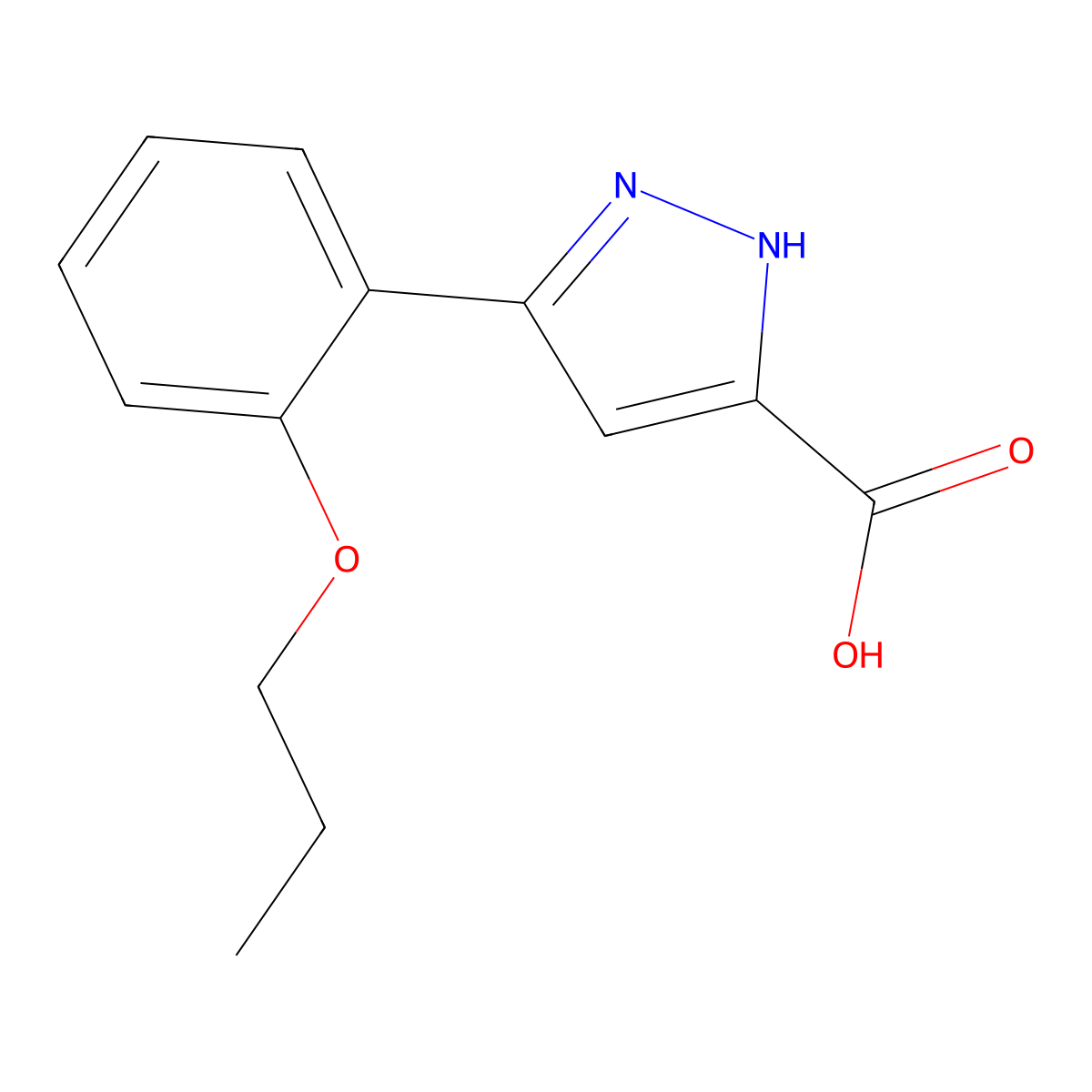 5-(2-Propoxy-phenyl)-2H-pyrazole-3-carboxylic acid molecular structure, CAS 1030610-83-3
