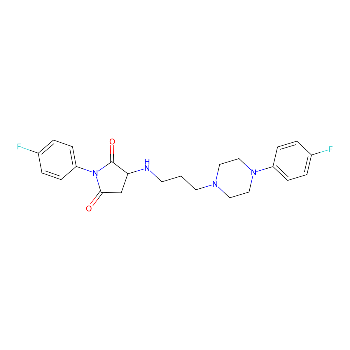 1-(4-Fluorophenyl)-3-({3-[4-(4-fluorophenyl)piperazin-1-yl]propyl}amino)pyrrolidine-2,5-dione molecular structure, CAS 1030610-84-4