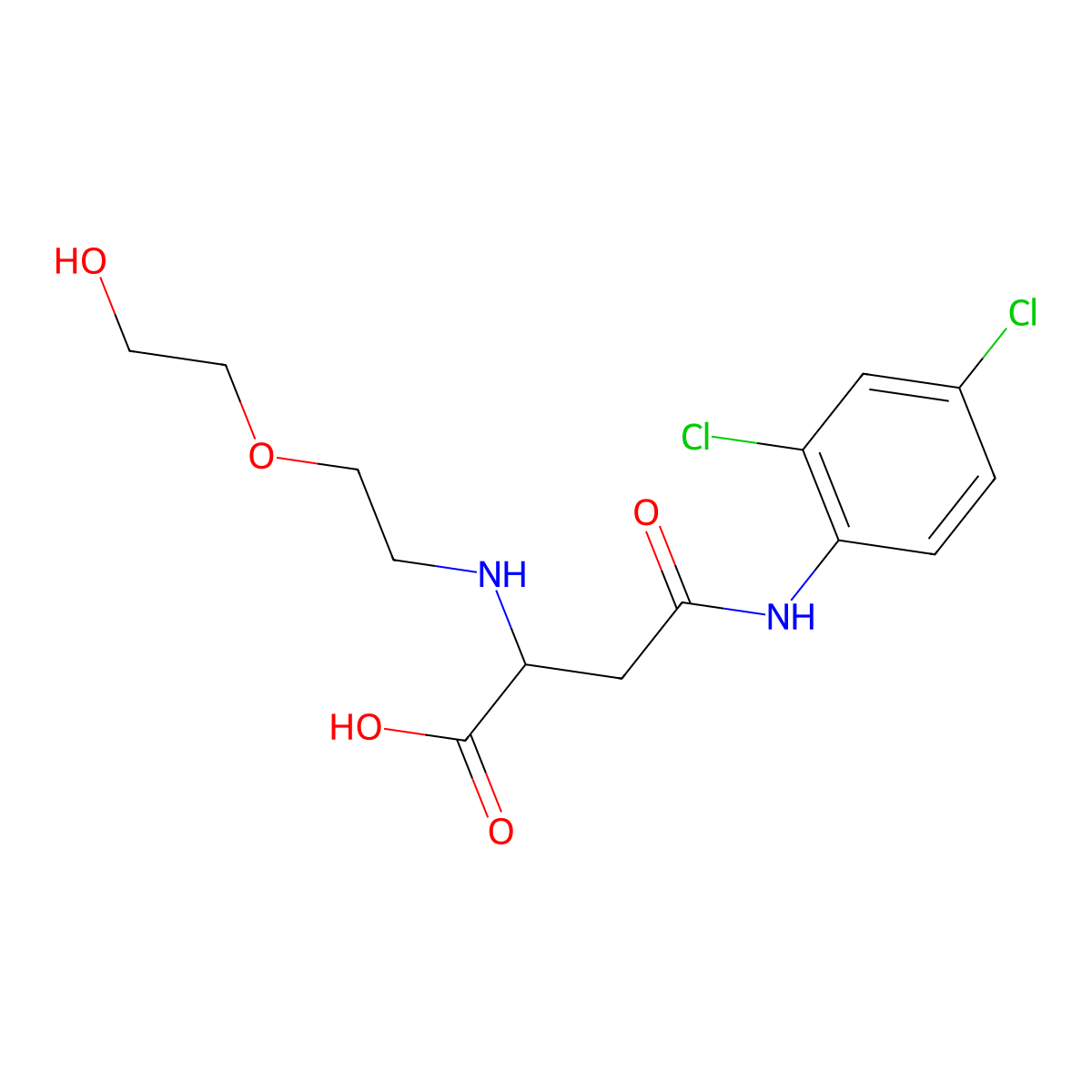 4-(2,4-Dichloroanilino)-2-[2-(2-hydroxyethoxy)ethylamino]-4-oxobutanoic acid molecular structure, CAS 1030612-51-1
