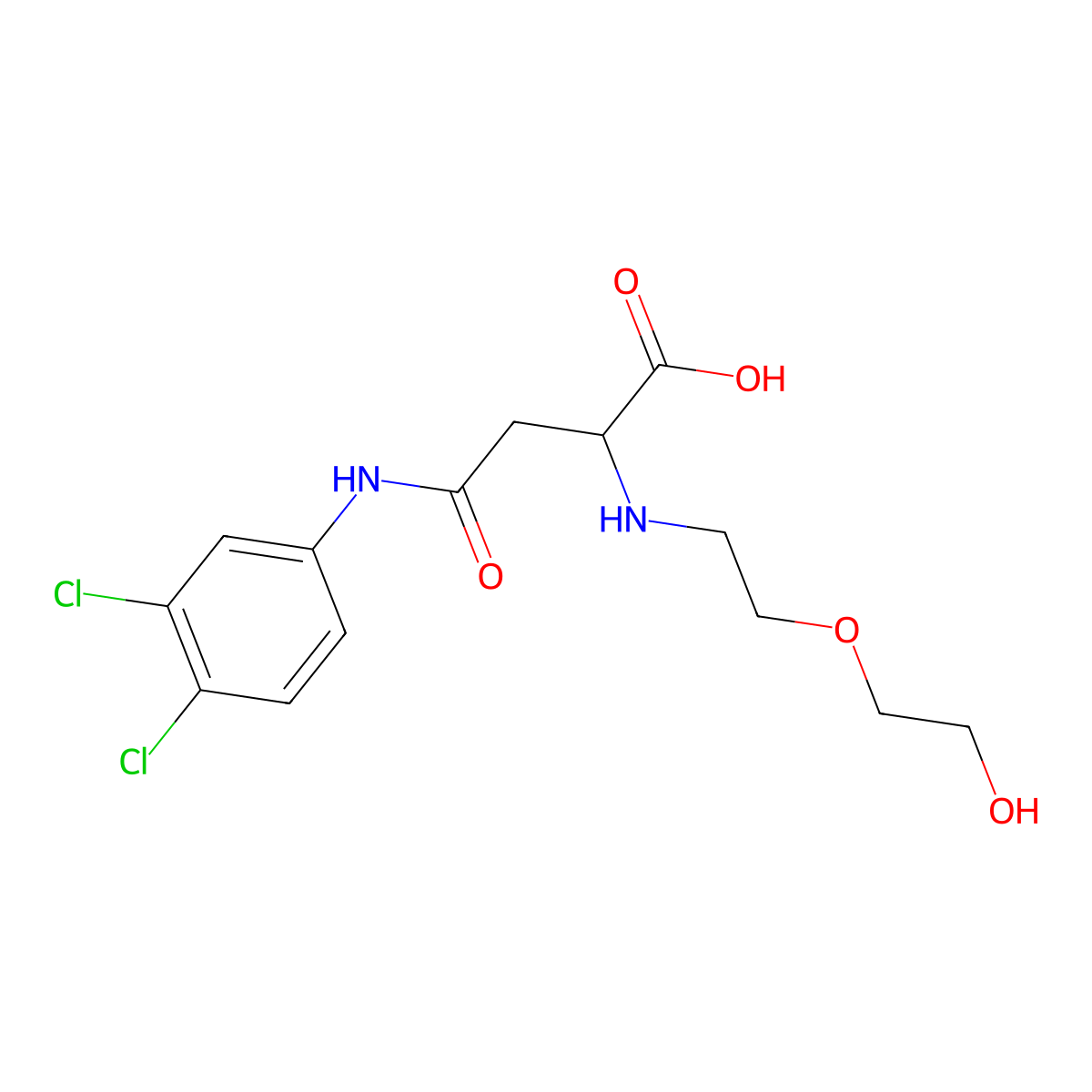 4-(3,4-Dichloroanilino)-2-[2-(2-hydroxyethoxy)ethylamino]-4-oxobutanoic acid molecular structure, CAS 1030613-81-0