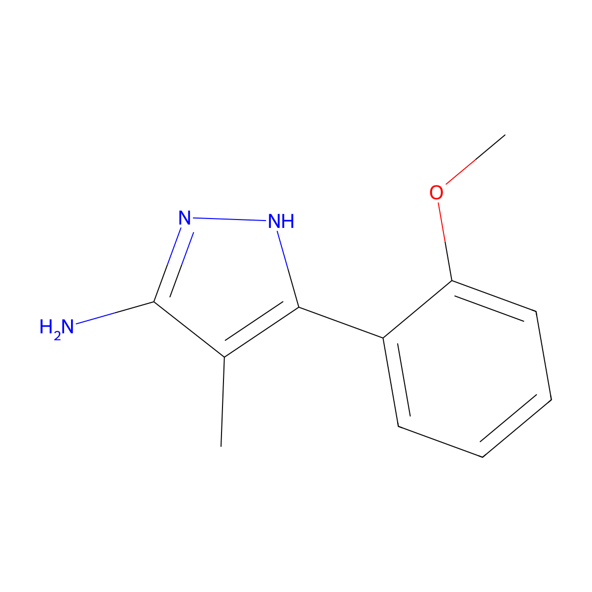 5-(2-Methoxy-phenyl)-4-methyl-2H-pyrazol-3-ylamine molecular structure, CAS 1030618-74-6