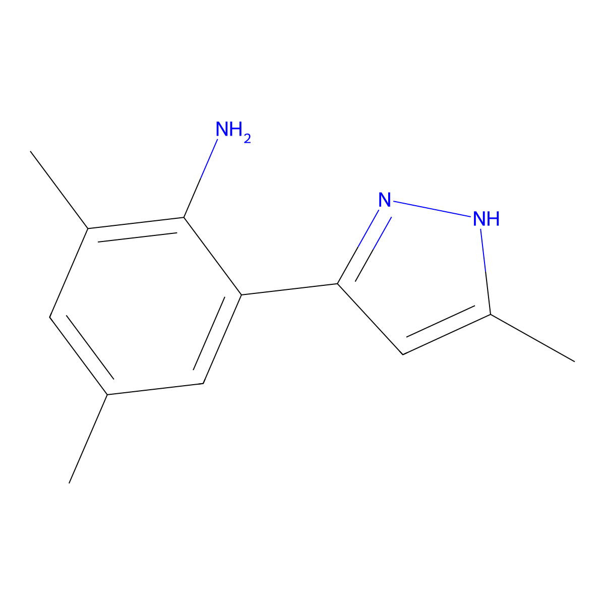 2,4-Dimethyl-6-(5-methyl-2H-pyrazol-3-yl)-phenylamine molecular structure, CAS 1030618-76-8