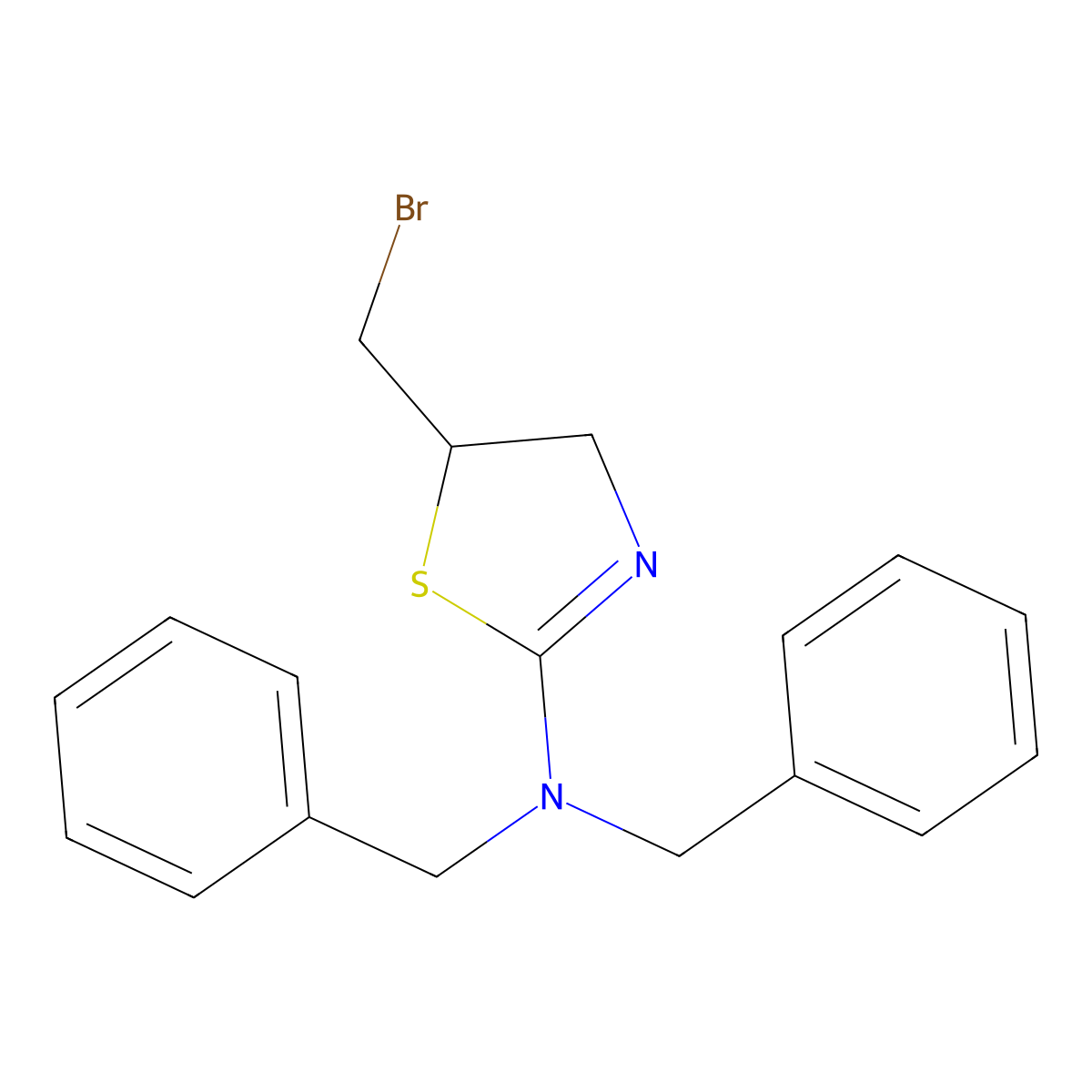 N,N-dibenzyl-5-(bromomethyl)-4,5-dihydro-1,3-thiazol-2-amine hydrobromide molecular structure, CAS 1030620-17-7