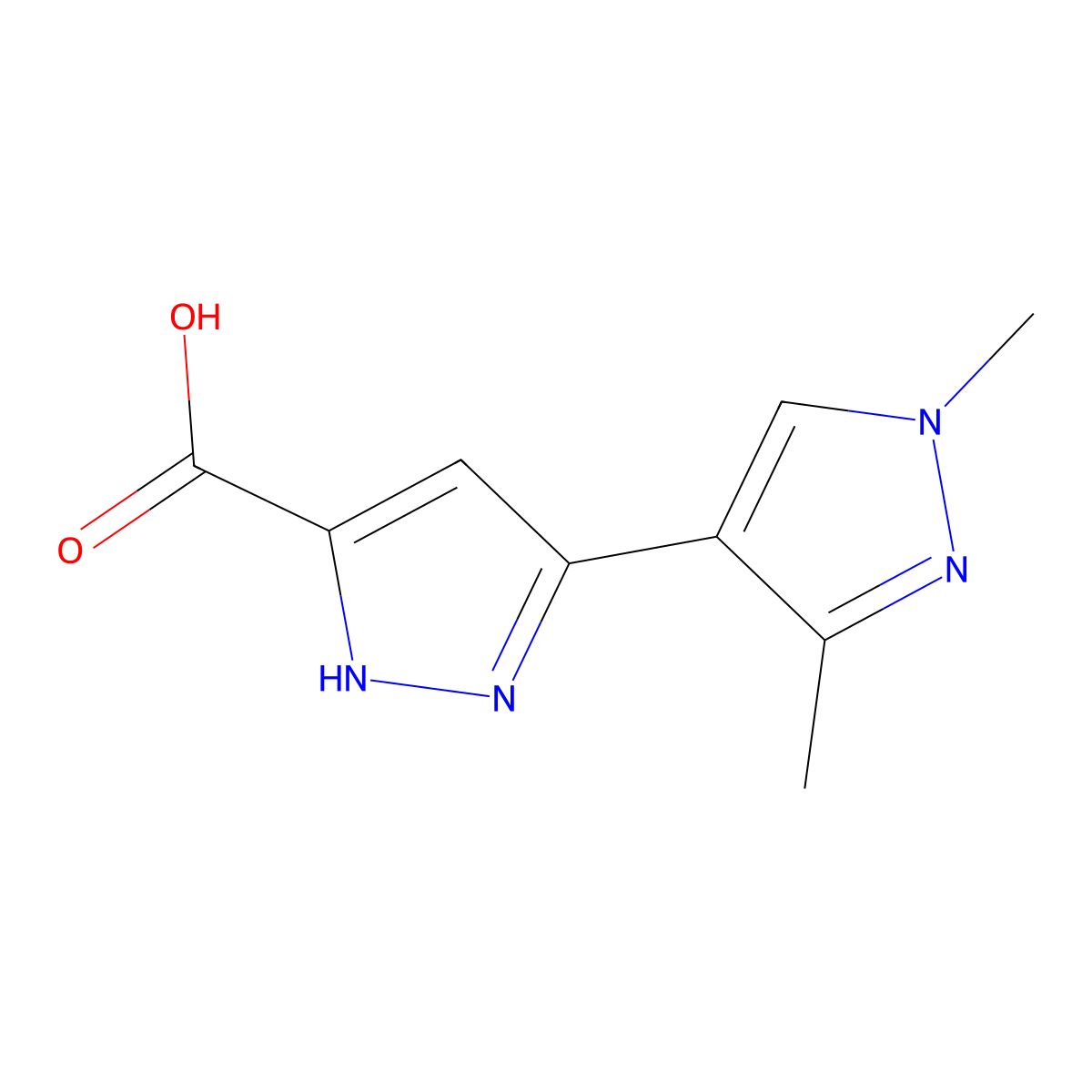 1',3'-Dimethyl-2H,1'H-[3,4']bipyrazolyl-5-carboxylic acid molecular structure, CAS 1030620-57-5