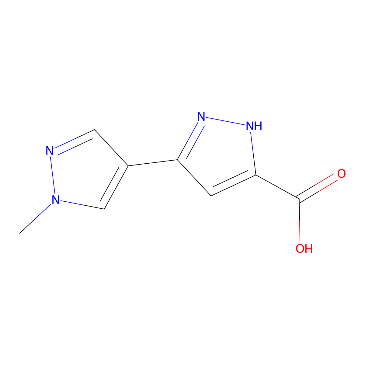 5-(1-methyl-1H-pyrazol-4-yl)-1H-pyrazole-3-carboxylic acid molecular structure, CAS 1030620-65-5