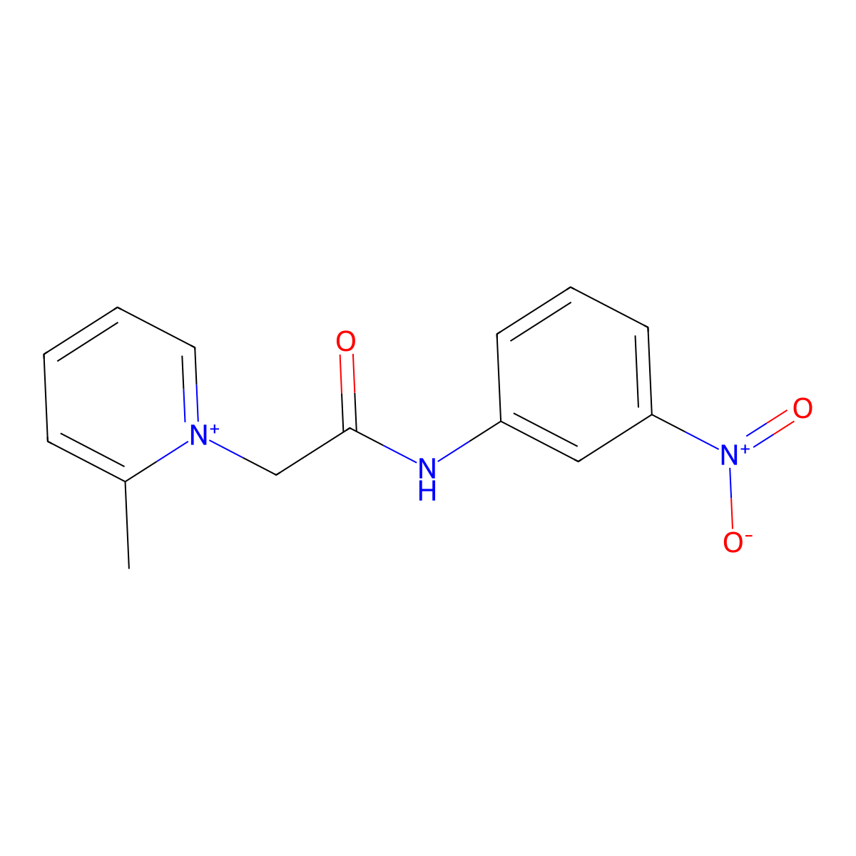 2-Methyl-1-[(3-nitro-phenylcarbamoyl)-methyl]-pyridinium molecular structure, CAS 1030620-86-0