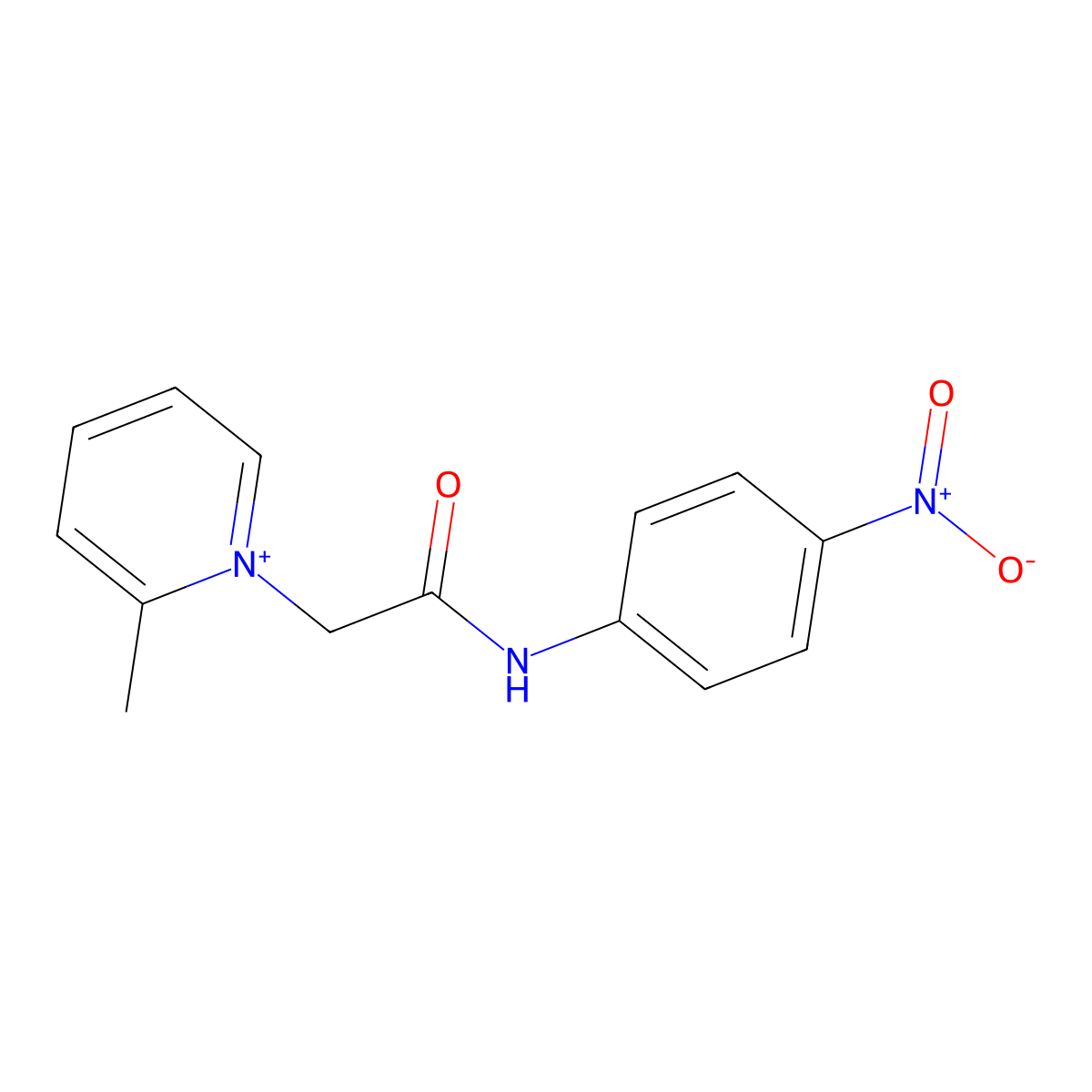 2-Methyl-1-[(4-nitro-phenylcarbamoyl)-methyl]-pyridinium molecular structure, CAS 1030620-90-6