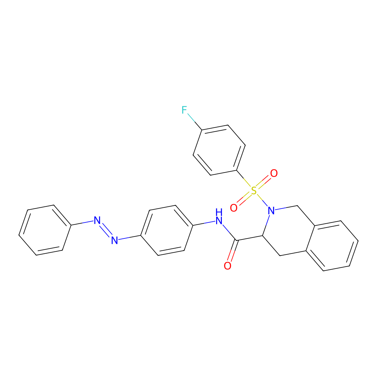 2-[(4-Fluorophenyl)sulfonyl]-N-{4-[(E)-phenyldiazenyl]phenyl}-1,2,3,4-tetrahydro-3-isoquinolinecarboxamide molecular structure, CAS 1030621-25-0