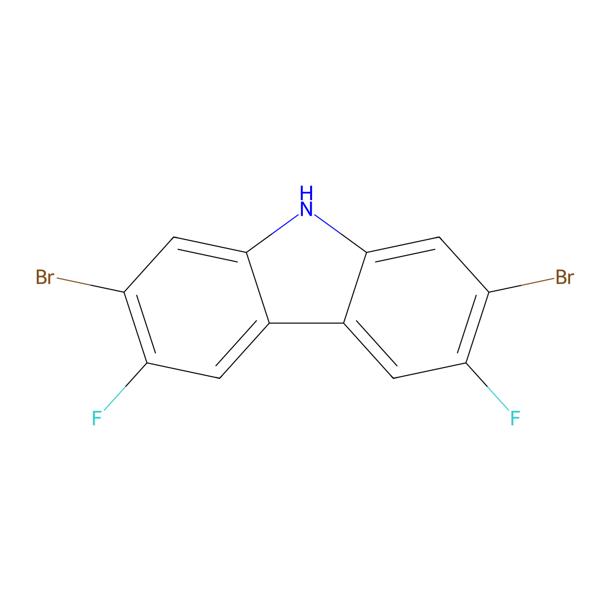 2,7-Dibromo-3,6-difluoro-9H-carbazole molecular structure, CAS 1030631-86-7