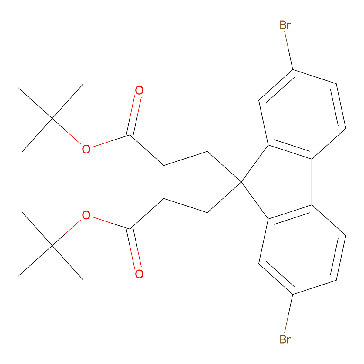 Di-tert-butyl 3,3'-(2,7-dibromo-9H-fluorene-9,9-diyl)dipropanoate molecular structure, CAS 1030632-69-9