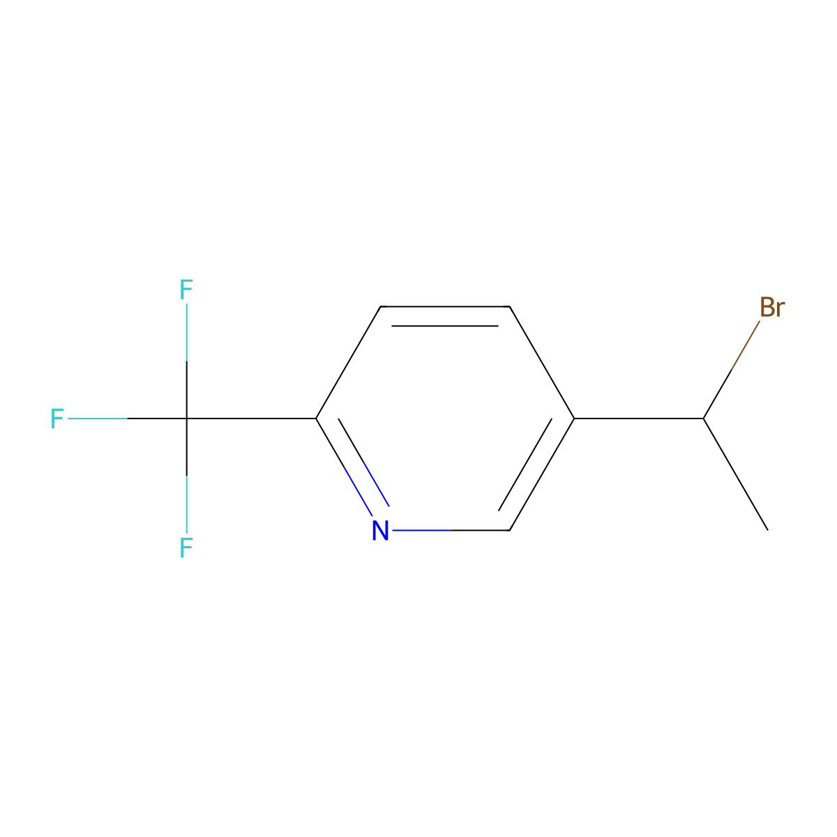 Pyridine, 5-(1-bromoethyl)-2-(trifluoromethyl)- molecular structure, CAS 1030632-95-1