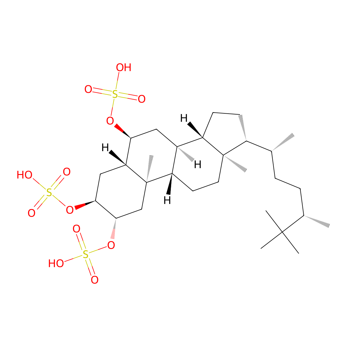 Ergostane-2,3,6-triol, 25-methyl-, 2,3,6-tris(hydrogen sulfate) molecular structure, CAS 103065-20-9
