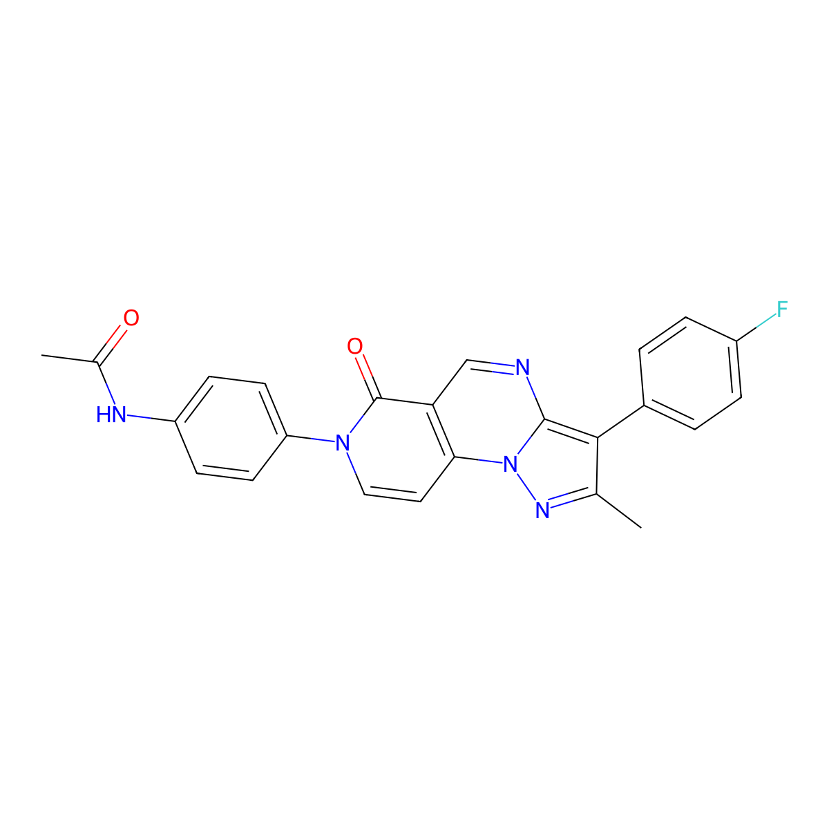 N-{4-[3-(4-fluorophenyl)-2-methyl-6-oxopyrazolo[1,5-a]pyrido[3,4-e]pyrimidin-7(6H)-yl]phenyl}acetamide molecular structure, CAS 1030653-44-1