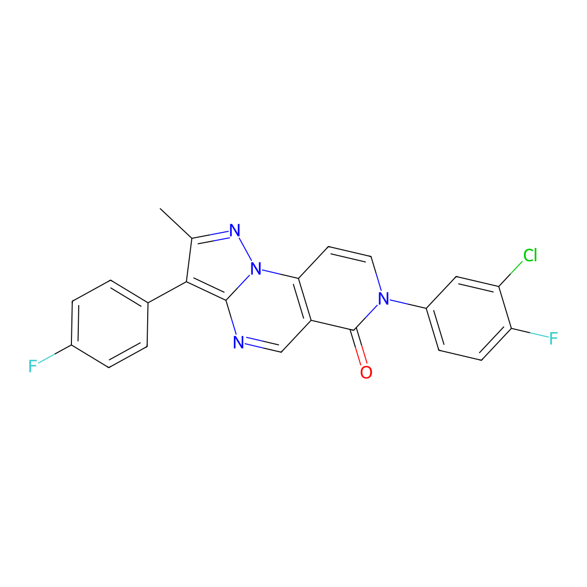 7-(3-chloro-4-fluorophenyl)-3-(4-fluorophenyl)-2-methylpyrazolo[1,5-a]pyrido[3,4-e]pyrimidin-6(7H)-one molecular structure, CAS 1030653-54-3